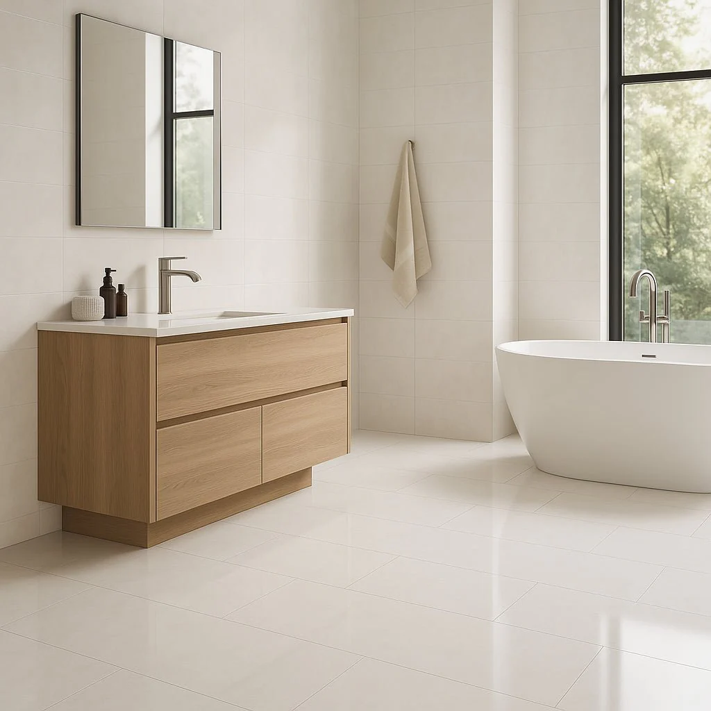 Adessi Athena Ice Polished Porcelain Tile - 24 x 48, White, Waterproof - Image 2