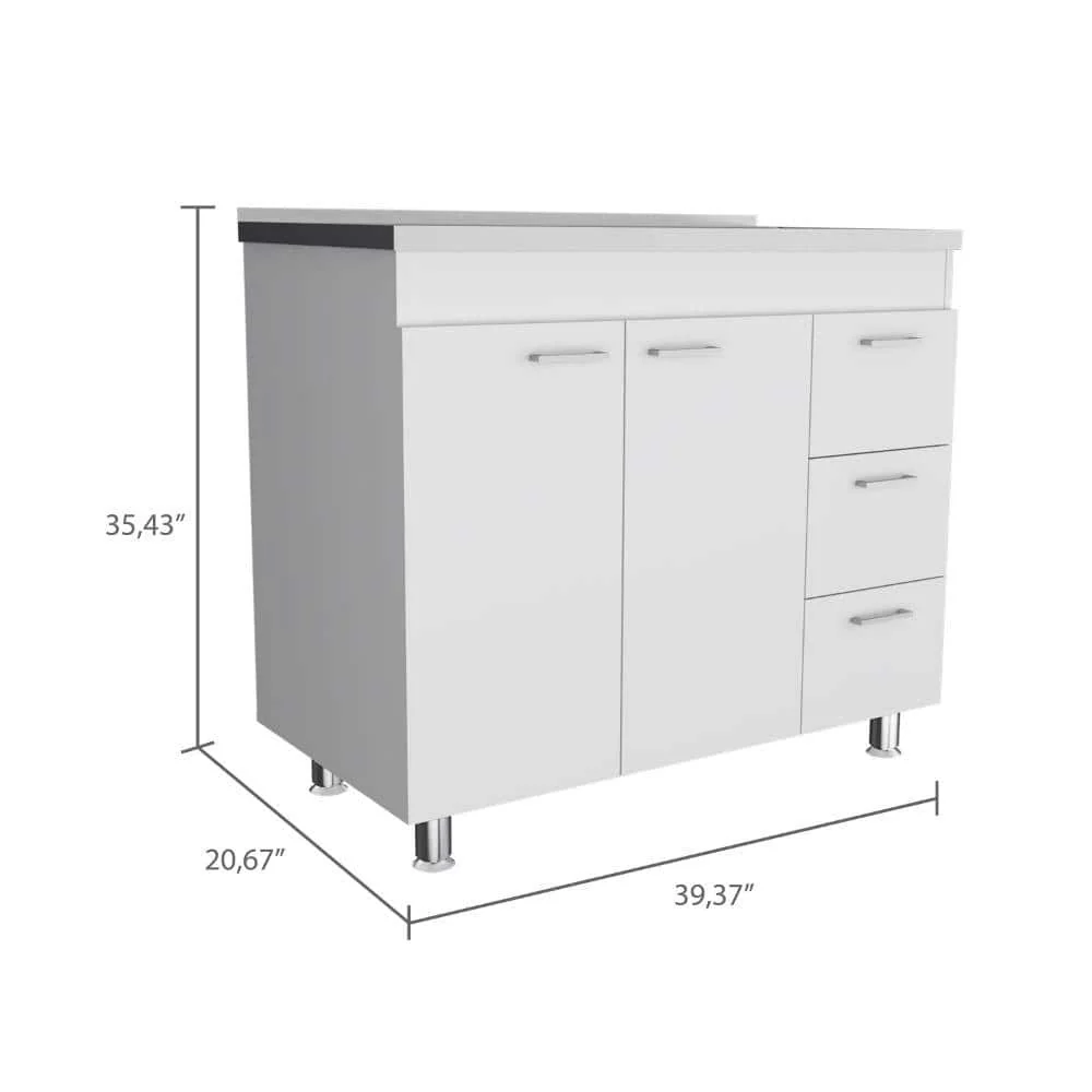 Adrinfly 20.67 in. x 38.37 in. Freestanding Wood Laundry Sink with Cabinet in White - Image 5