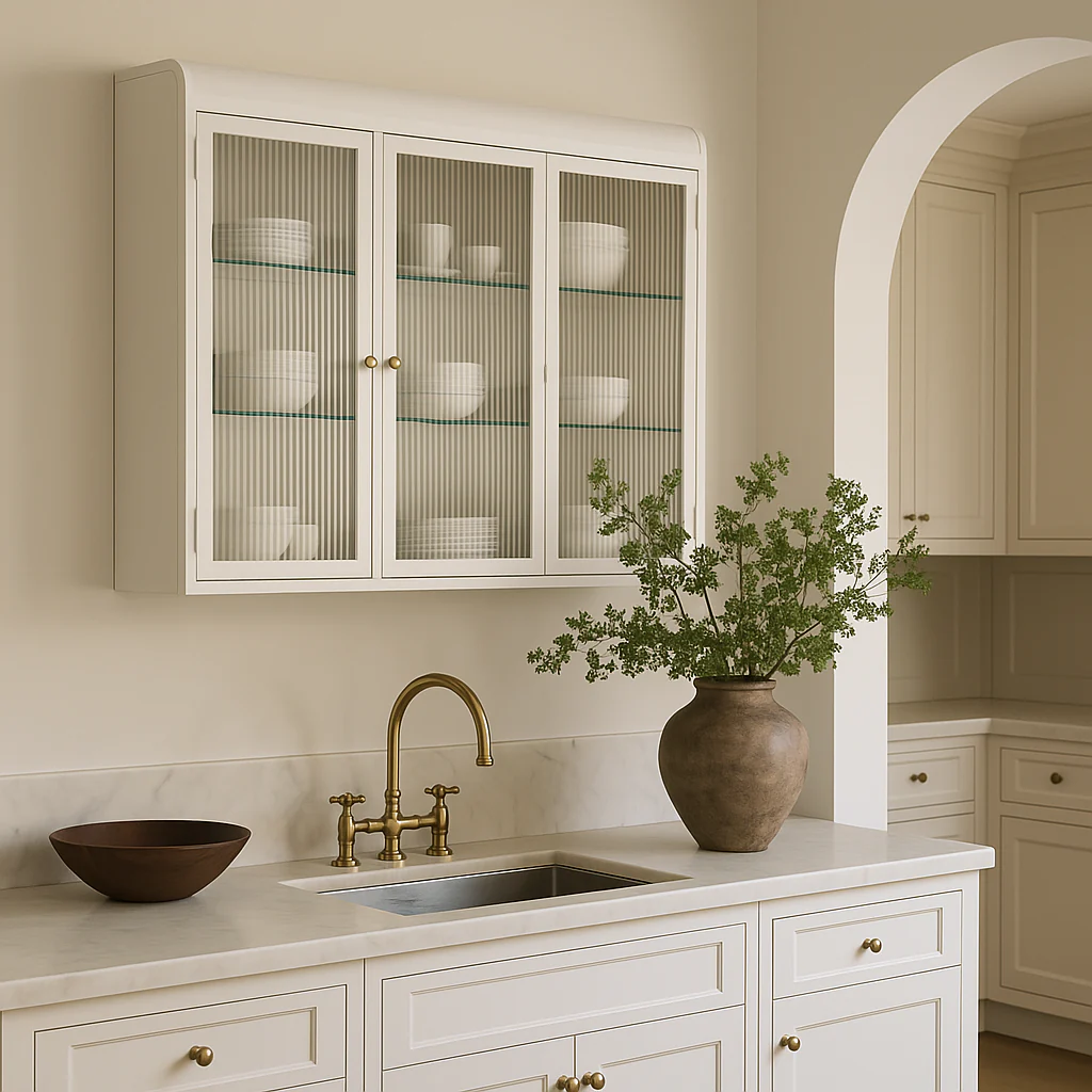 Adrinfly 3-Door Arched Wall-Mounted Glass Cabinet in White - Image 3