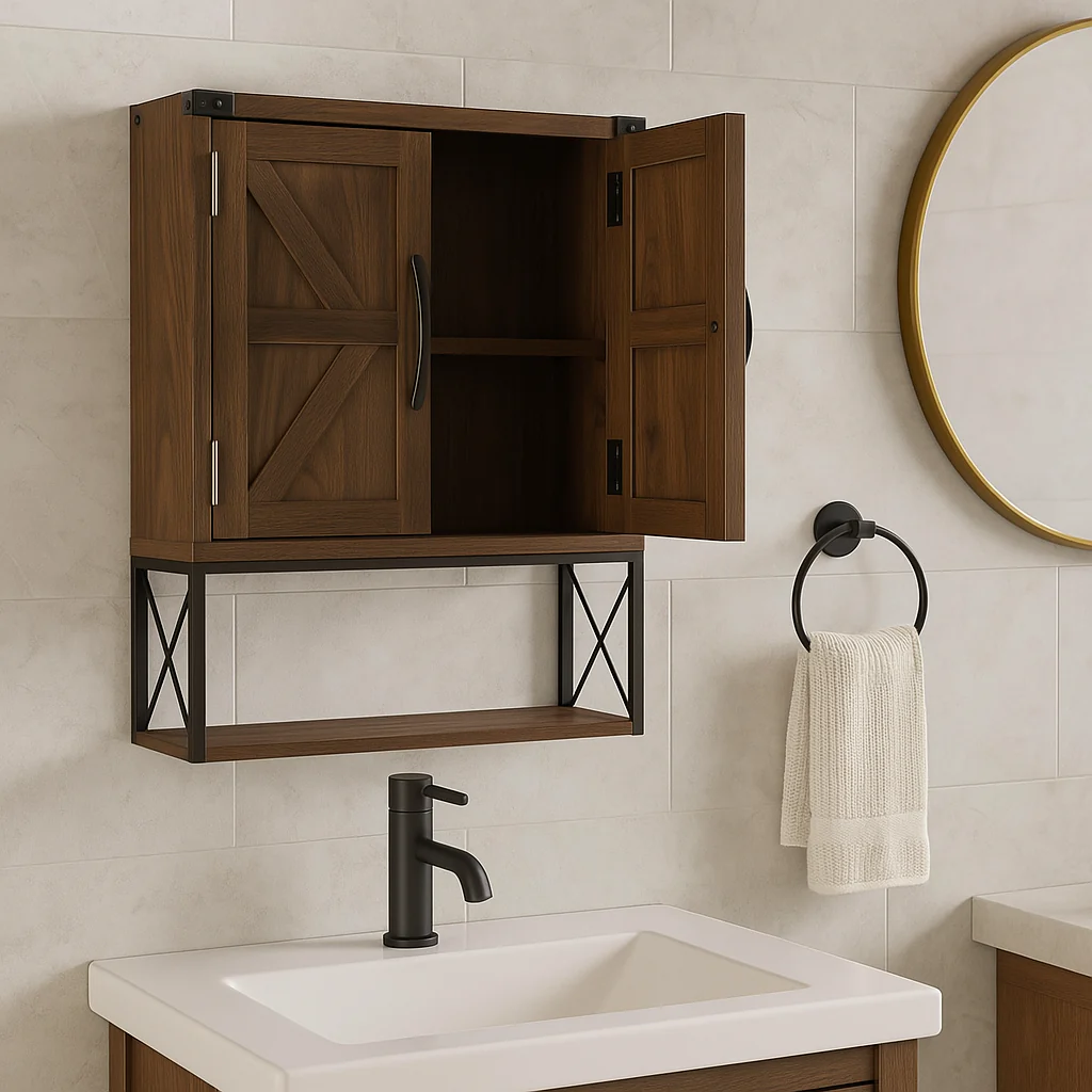 Adrinfly Dark Walnut Medicine Cabinet with Adjustable Shelf - 15" x 7" x 23" - Image 3