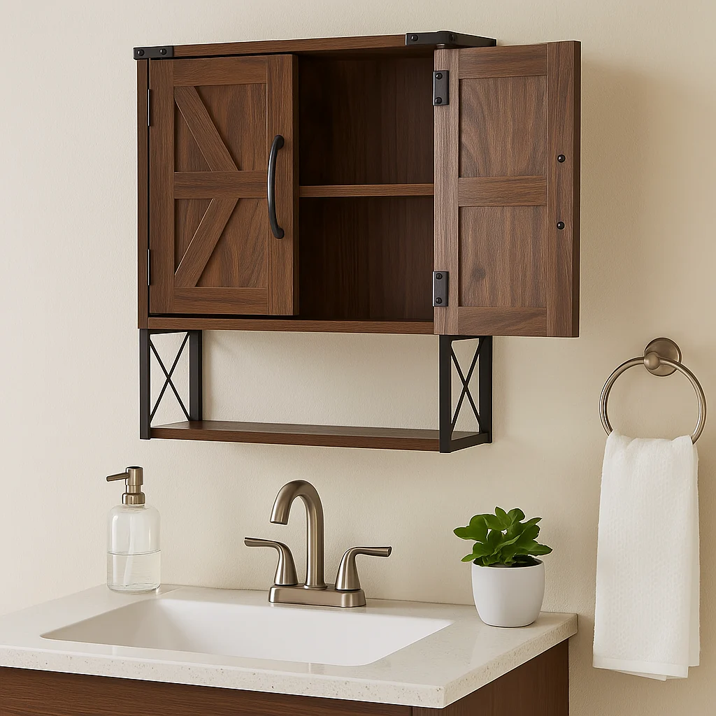 Adrinfly Dark Walnut Medicine Cabinet with Adjustable Shelf - 15" x 7" x 23" - Image 4