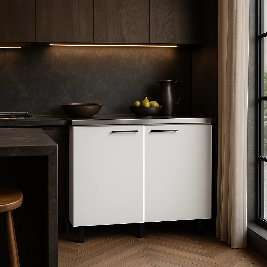 Adrinfly Freestanding Utility Base Cabinet with Stainless Steel Countertop and Door - Image 3