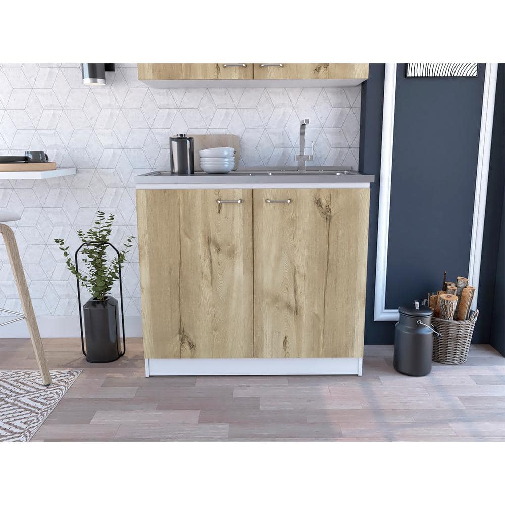Adrinfly Freestanding Utility Laundry Sink & Cabinet in Beige - Image 3