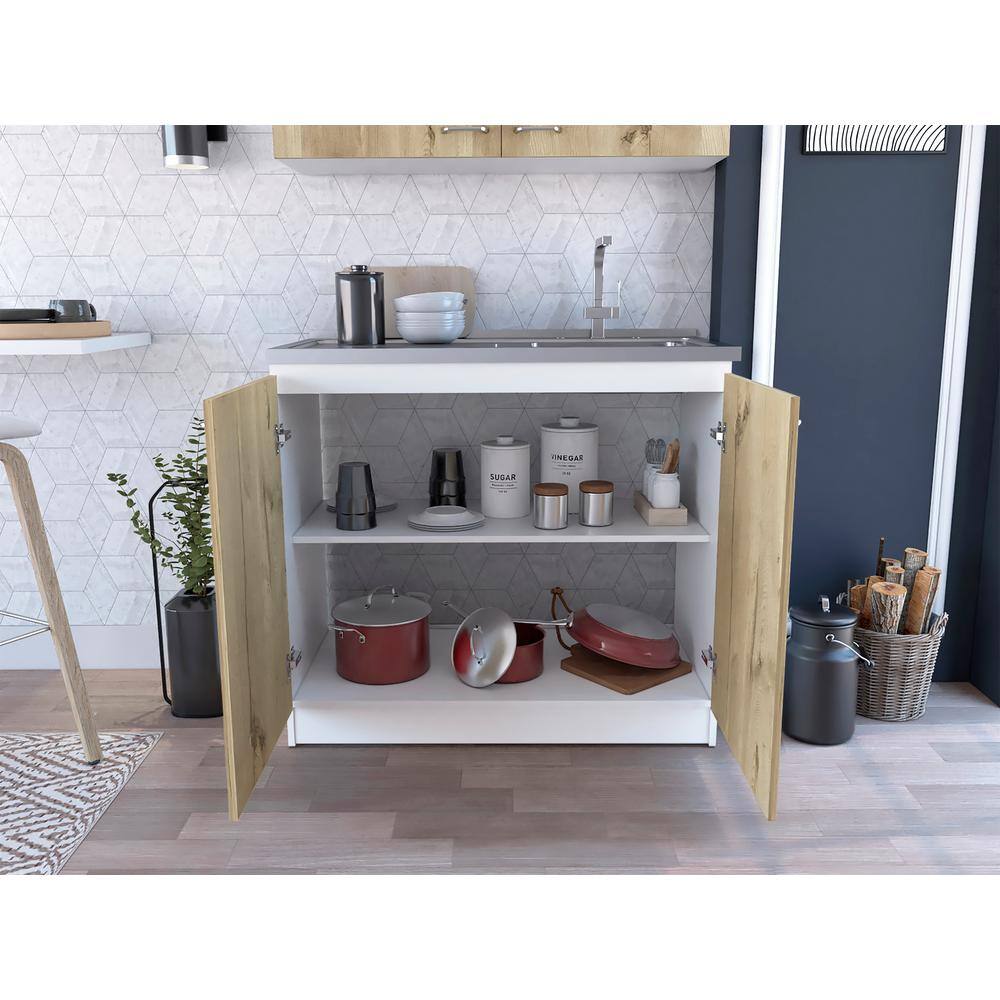 Adrinfly Freestanding Utility Laundry Sink & Cabinet in Beige - Image 4