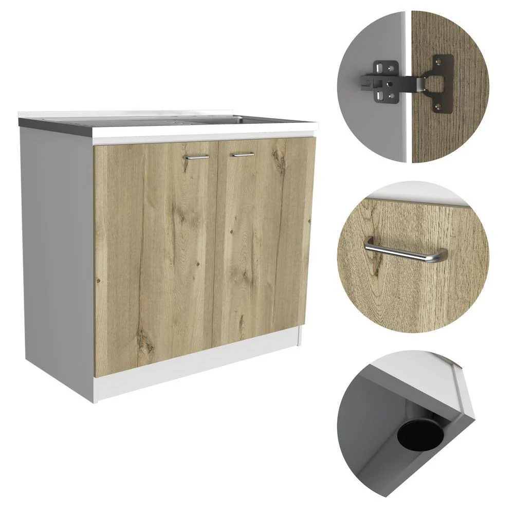 Adrinfly Freestanding Utility Laundry Sink & Cabinet in Beige - Image 5