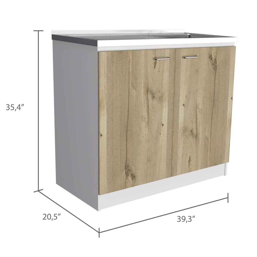 Adrinfly Freestanding Utility Laundry Sink & Cabinet in Beige - Image 6