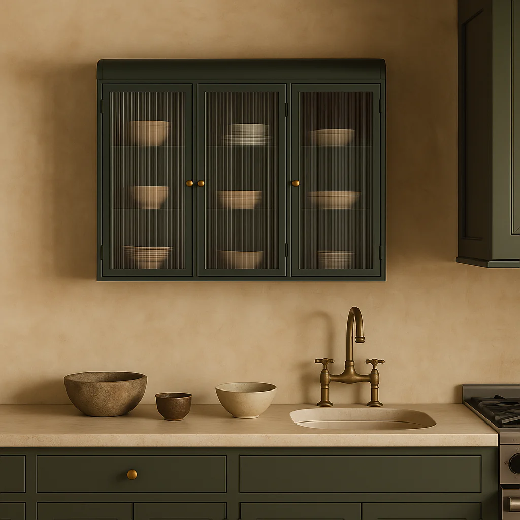 Adrinfly Wall-Mounted Metal Cabinet with Glass Doors, Dark Green - Image 4