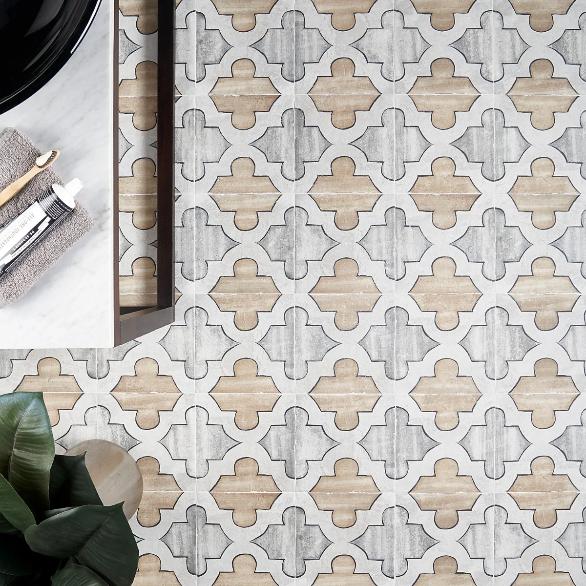 Alesso Deco Picos Beige 8x8 Matte Porcelain Tile - Lux Tile