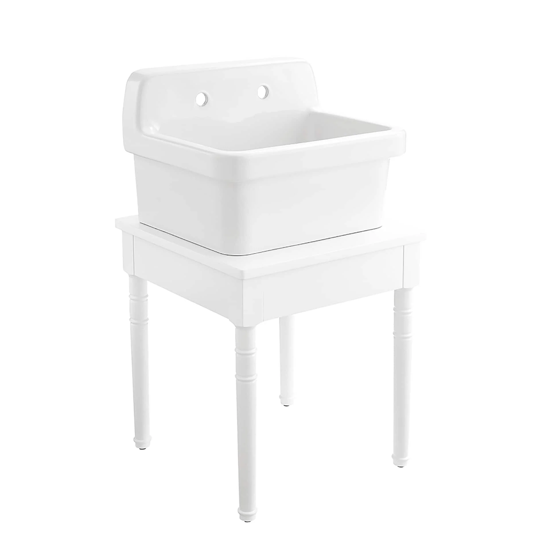 allen + roth White Wall Mount Utility Tub with Drain - 23.98-in x 18.98-in - Image 4
