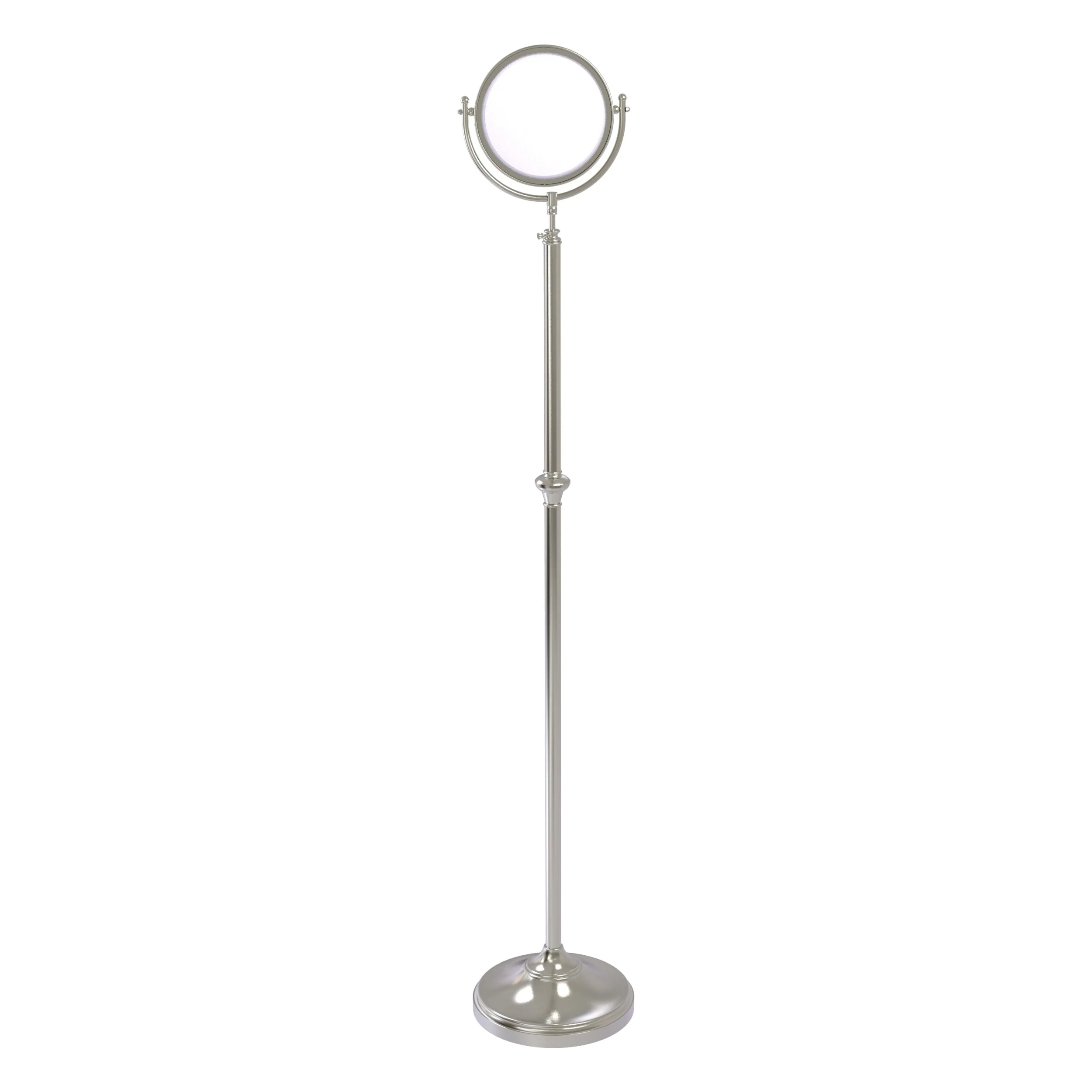 Allied Brass 10.5-in x 56–68-in Satin Brass Double-Sided Magnifying Freestanding Vanity Mirror, 8-in Diameter - Image 6