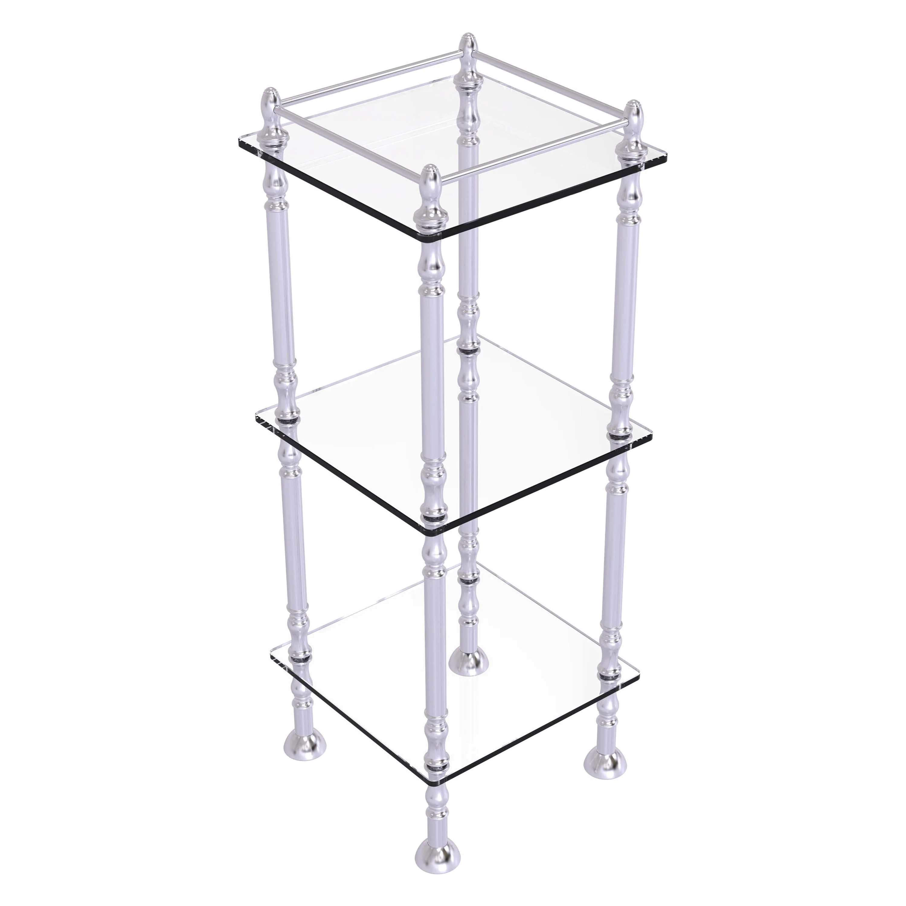 Allied Brass 14-in W x 38-in H x 14-in D 3-Shelf Étagère, Satin Chrome