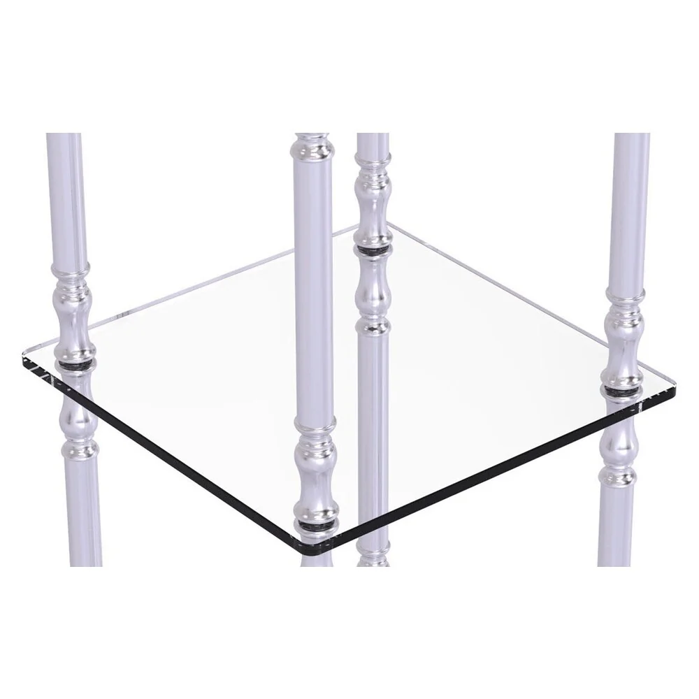 Allied Brass 14-in W x 38-in H x 14-in D Étagère with 3 Glass Shelves, Satin Chrome - Image 2