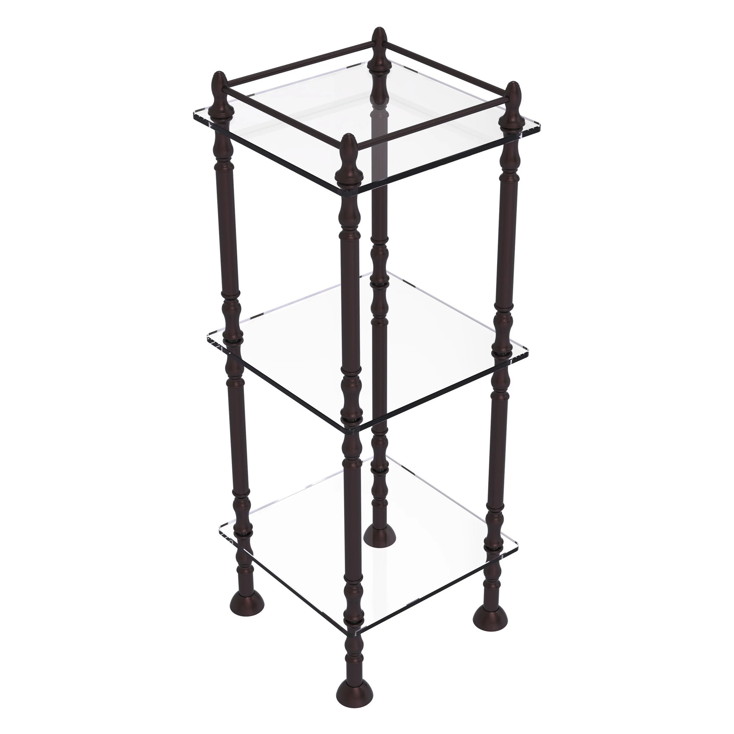 Allied Brass 14-in W x 38-in H x 14-in D Étageres, Antique Bronze, 3-Shelf Tempered Glass