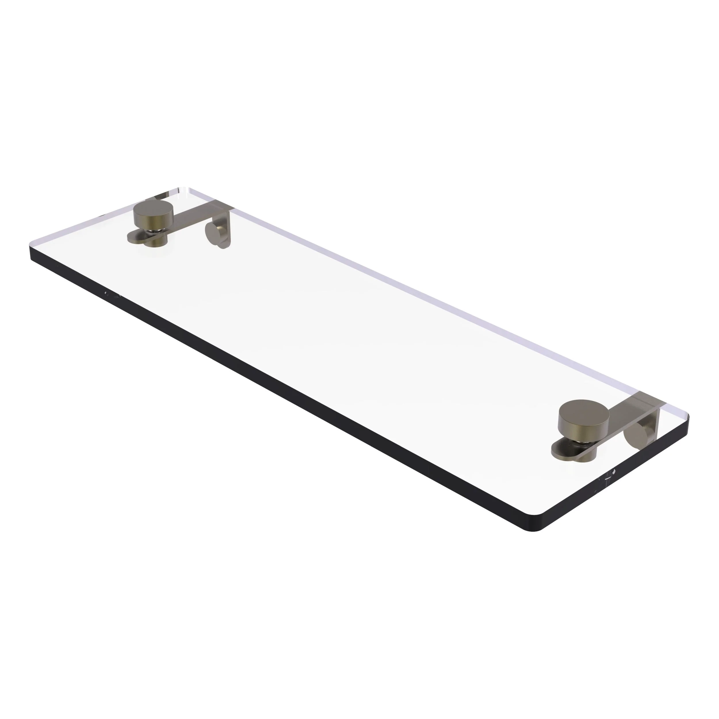 Allied Brass 16 in. L x 2 in. H x 5 in. W Clear Glass Vanity Bathroom Shelf in Satin Brass - Image 2
