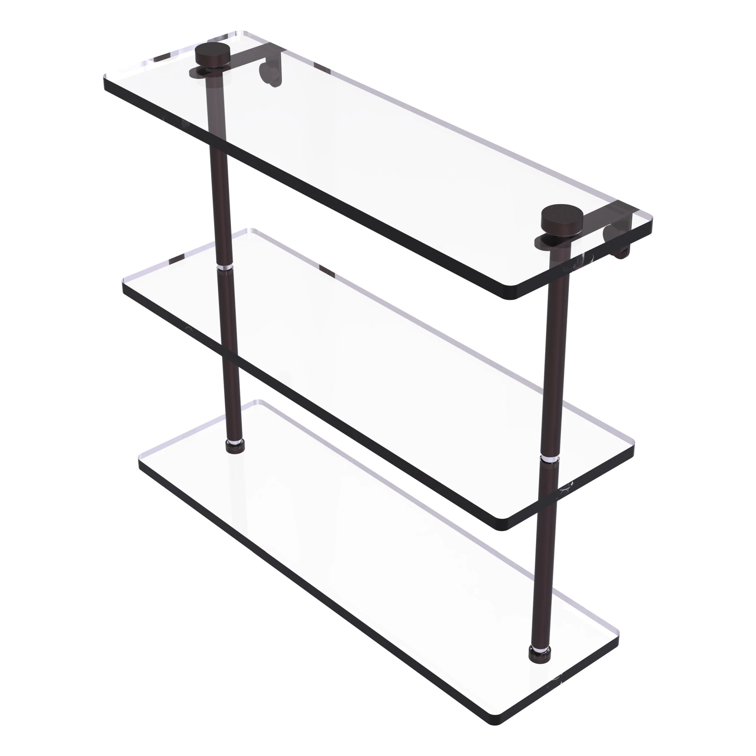 Allied Brass 22 in. Triple Tiered Glass Shelf in Satin Nickel