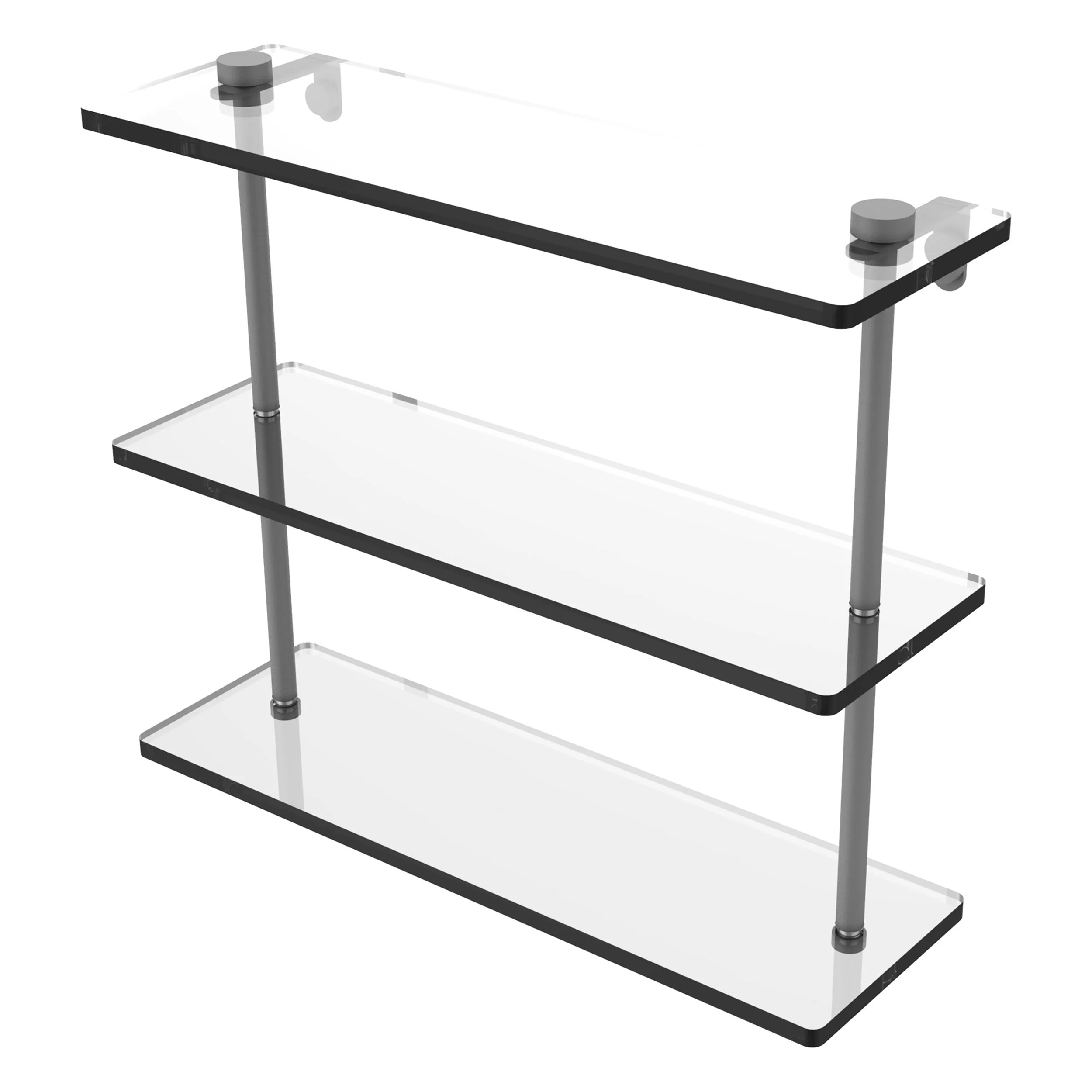 Allied Brass 22 in. Triple Tiered Glass Shelf in Satin Nickel - Image 2