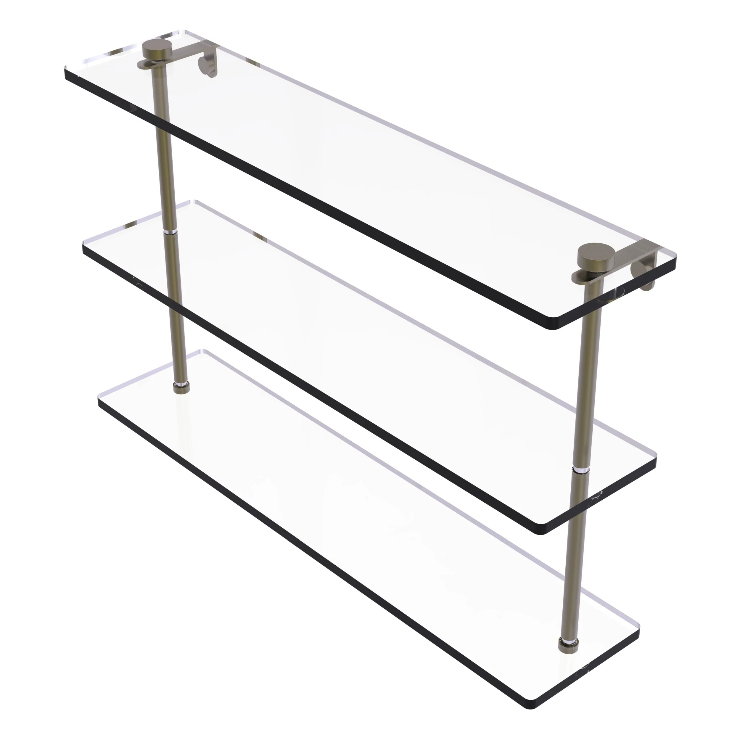 Allied Brass 22 in. Triple Tiered Glass Shelf in Satin Nickel - Image 4