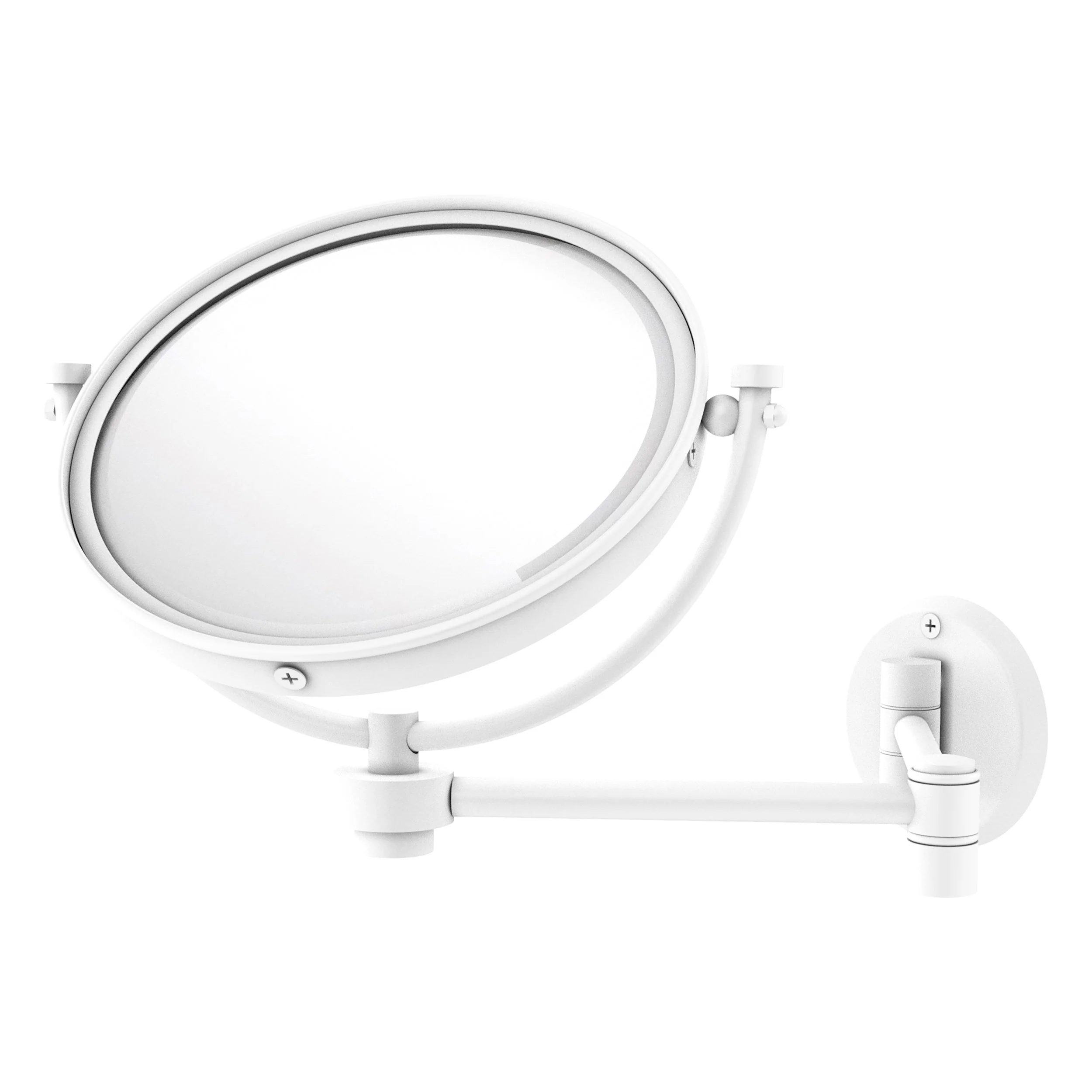 Allied Brass 8-in Wall-Mounted Double-Sided Magnifying Makeup/Vanity Mirror, Matte White - Image 6