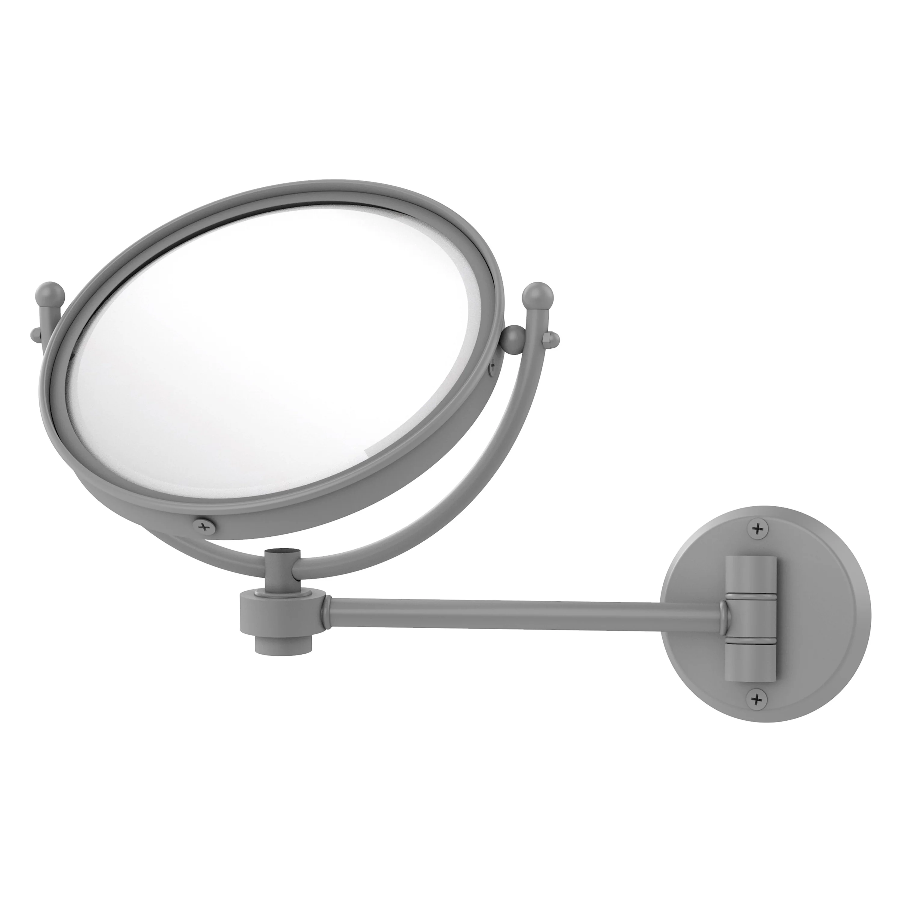 Allied Brass 8-in x 10-in Matte Gray Double-Sided Magnifying Wall-Mounted Vanity Mirror