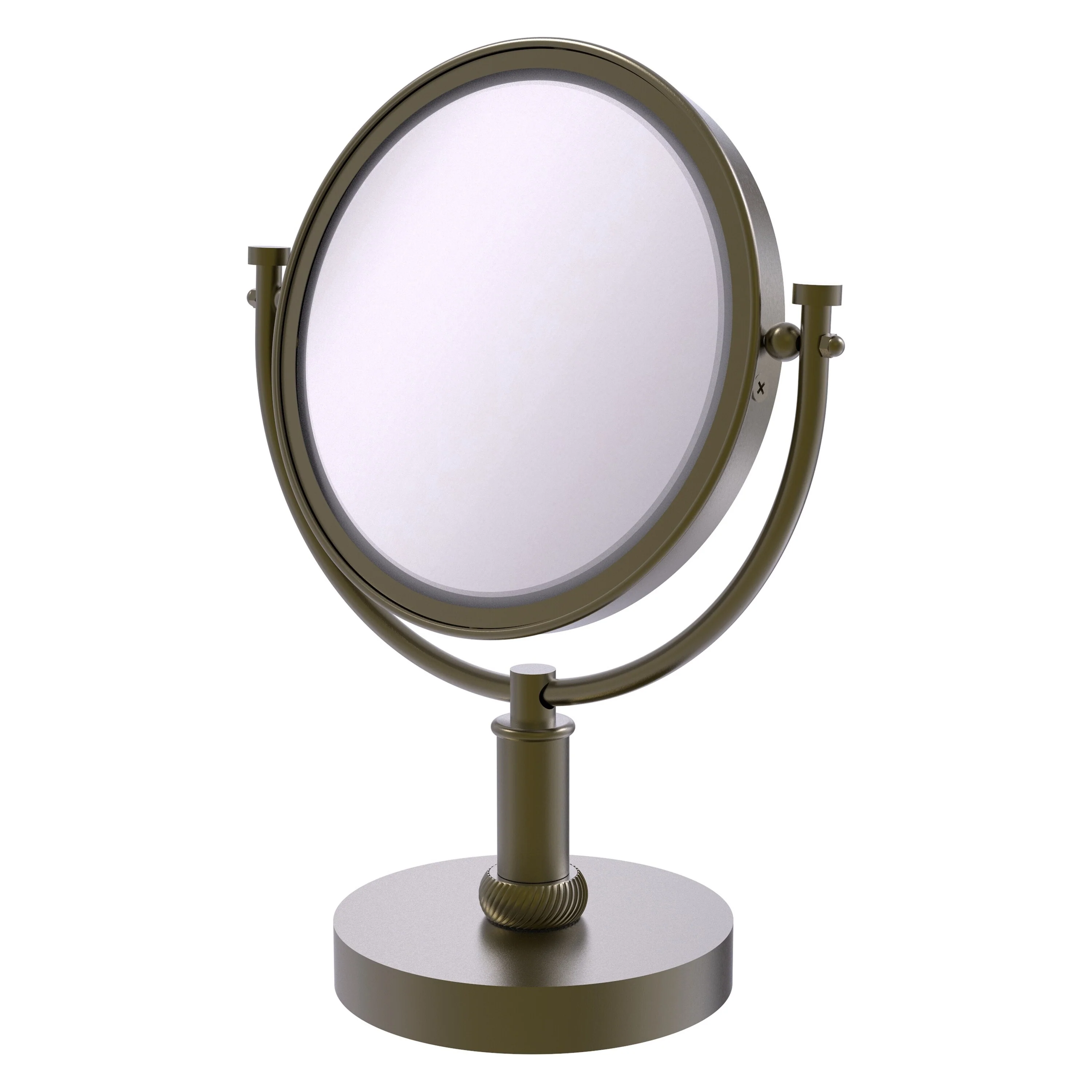 Allied Brass 8-in x 15-in Antique Brass Double-Sided 2x Magnifying Countertop Vanity Mirror