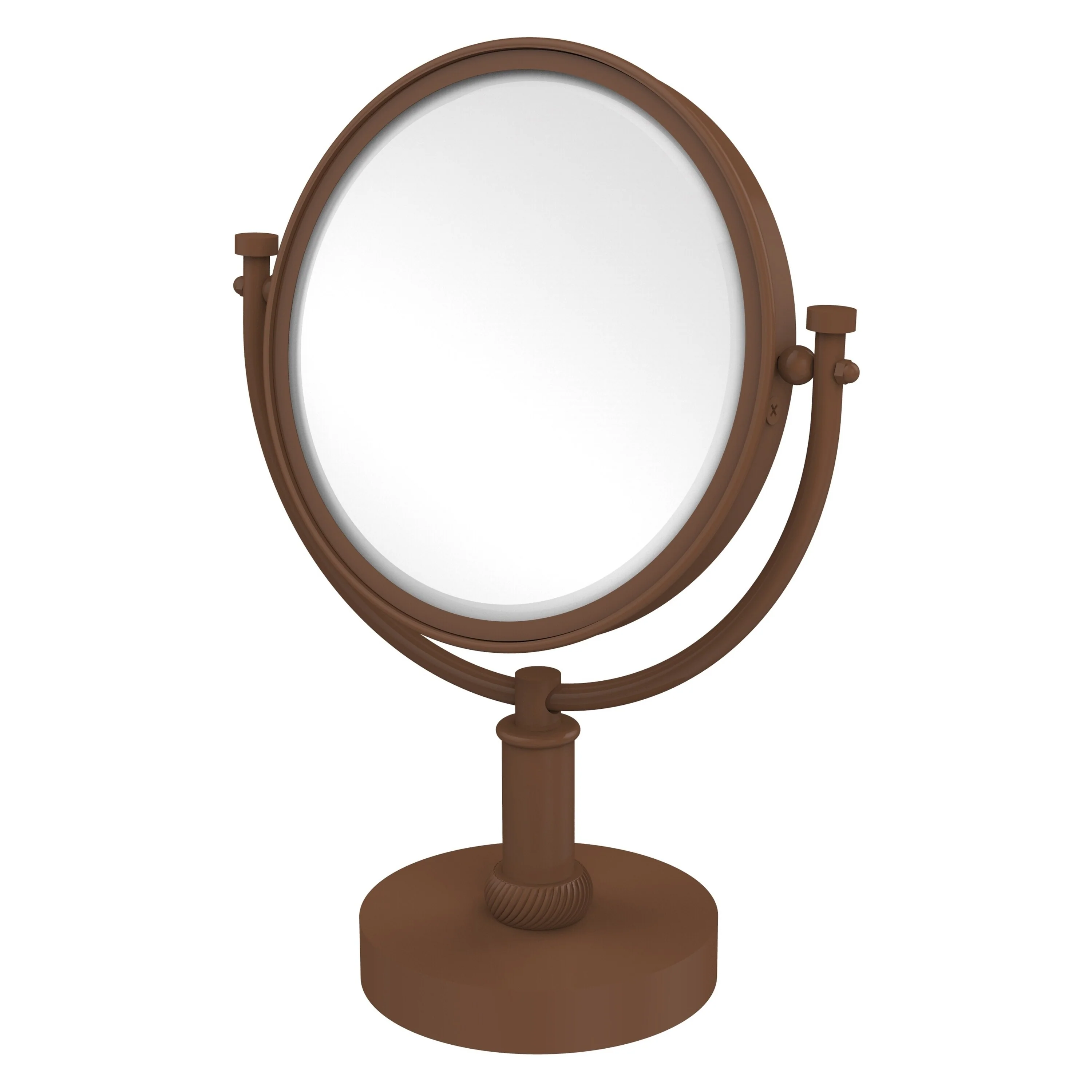 Allied Brass 8-in x 15-in Antique Bronze Double-Sided Magnifying Countertop Vanity Mirror