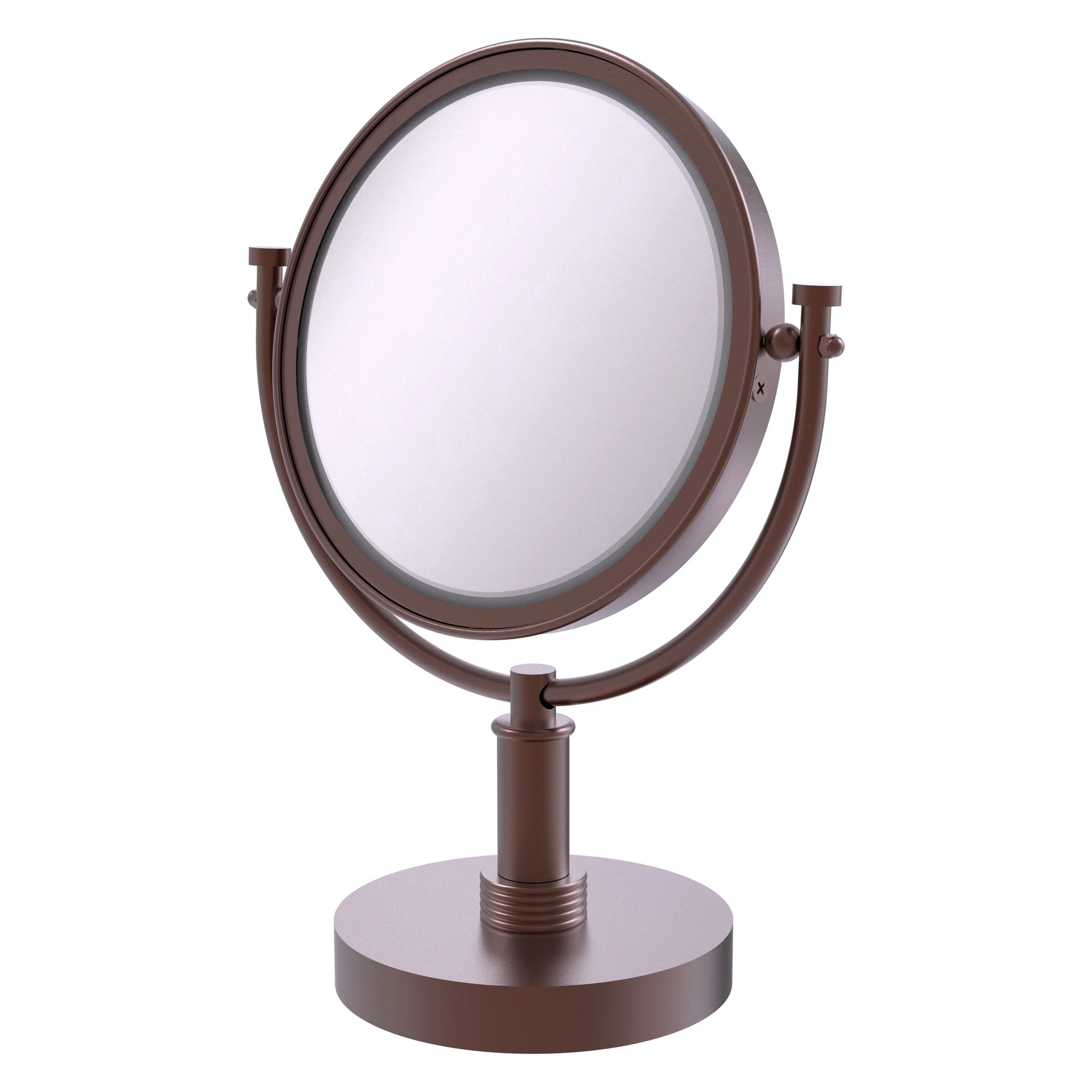 Allied Brass 8-in x 15-in Antique Copper Double-Sided 5X Magnifying Countertop Vanity Mirror