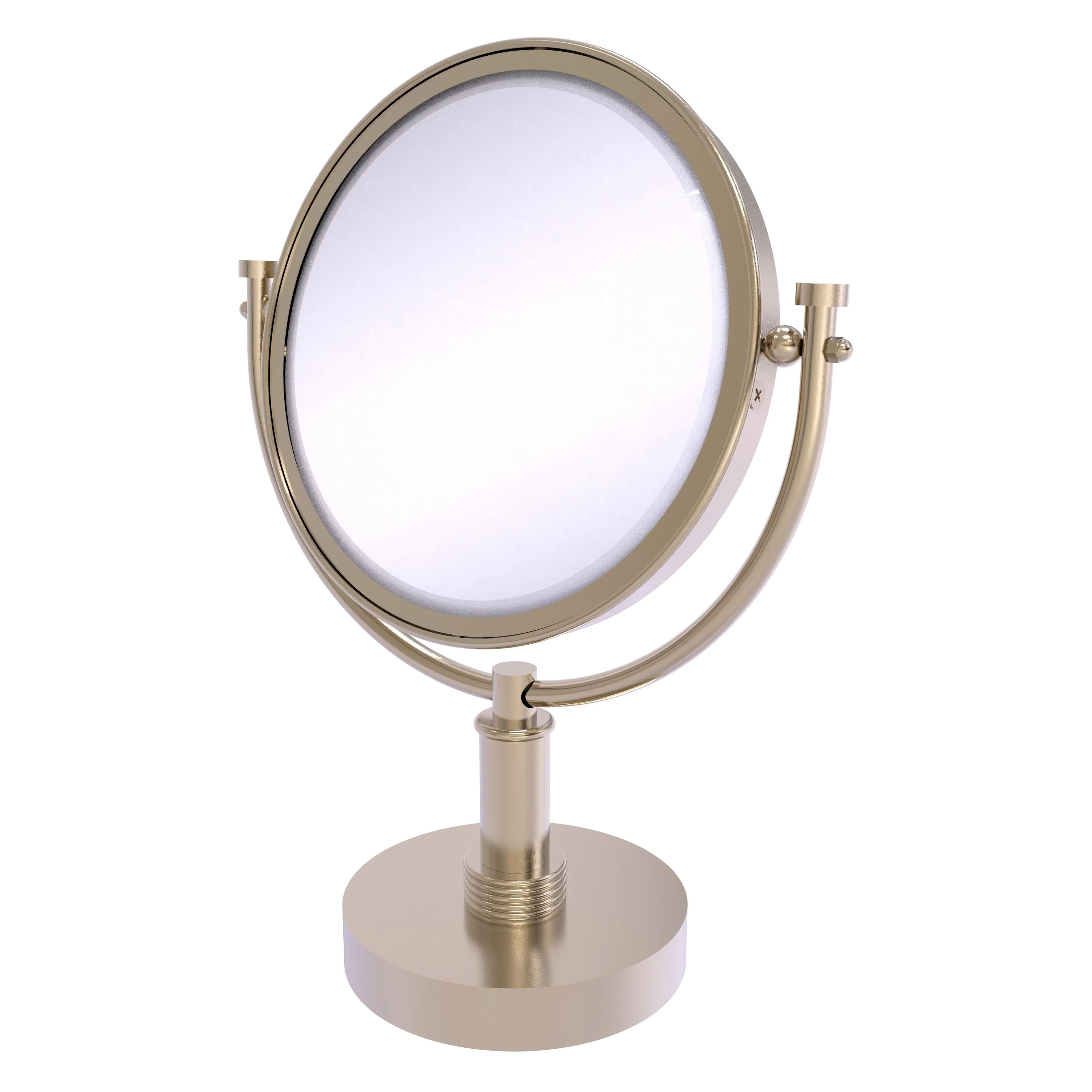 Allied Brass 8-in x 15-in Antique Pewter Double-Sided 2X Magnifying Countertop Vanity Mirror