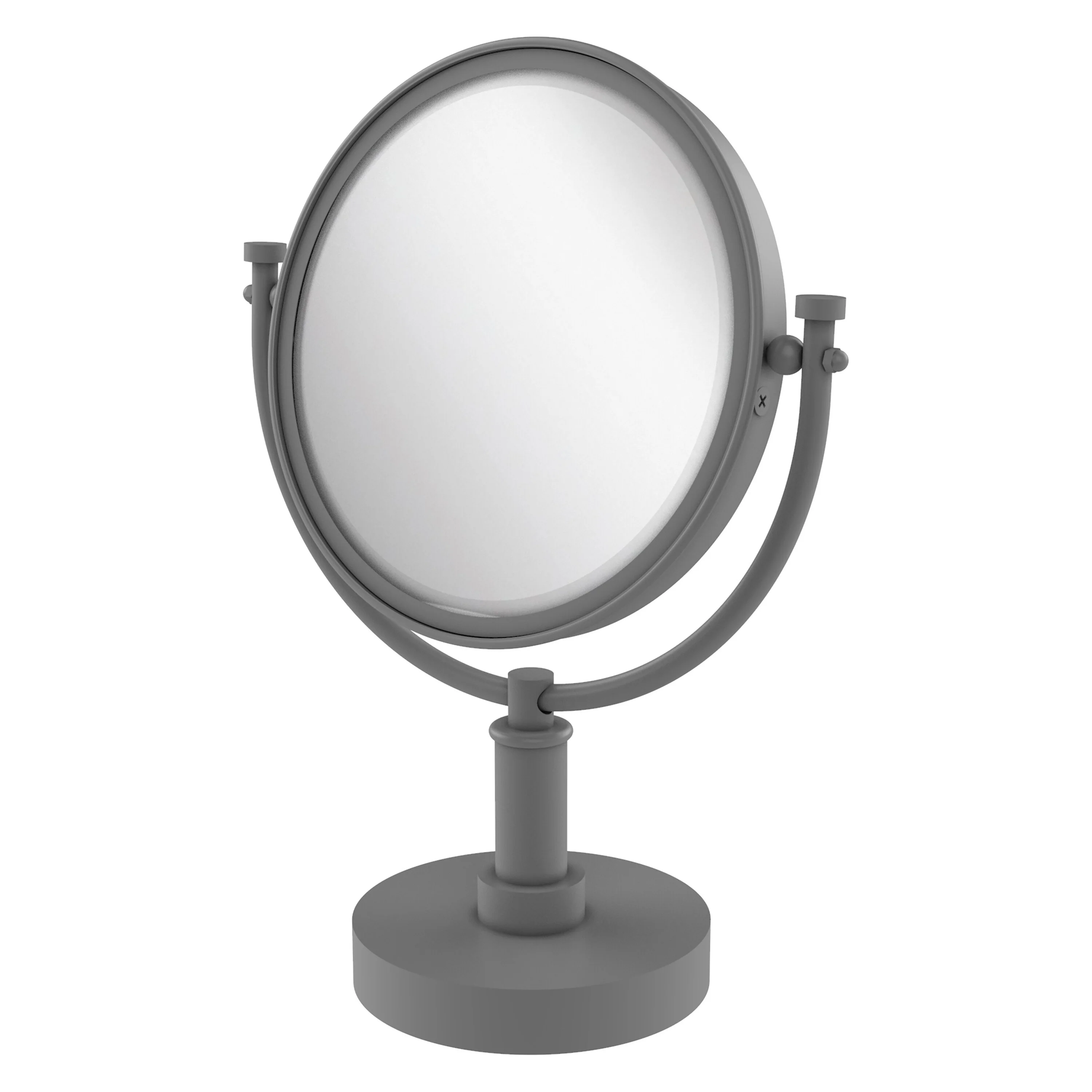 Allied Brass 8-in x 15-in Matte Gray Double-Sided Magnifying Countertop Vanity Mirror