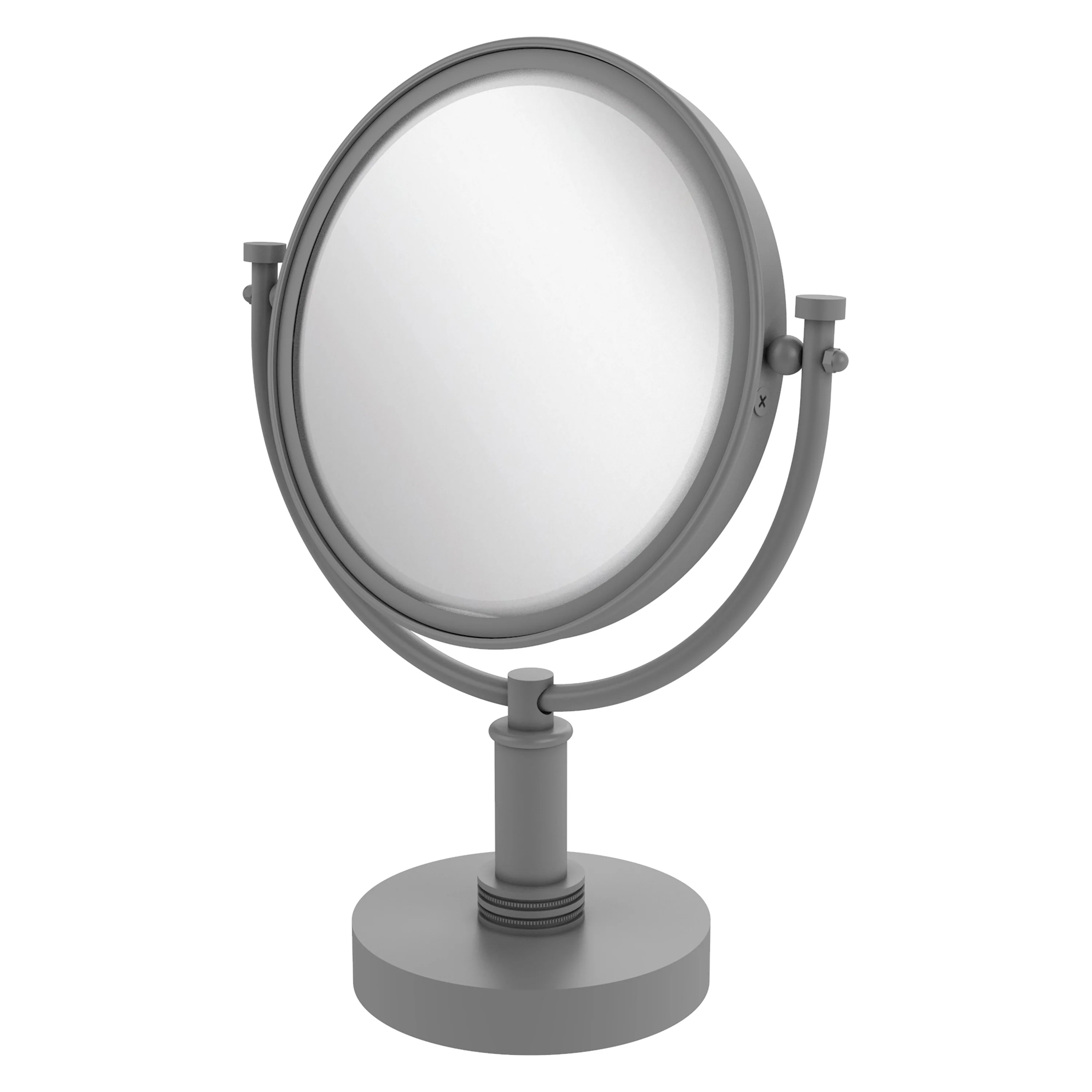 Allied Brass 8-in x 15-in Matte Gray Double-Sided Magnifying Countertop Vanity Mirror