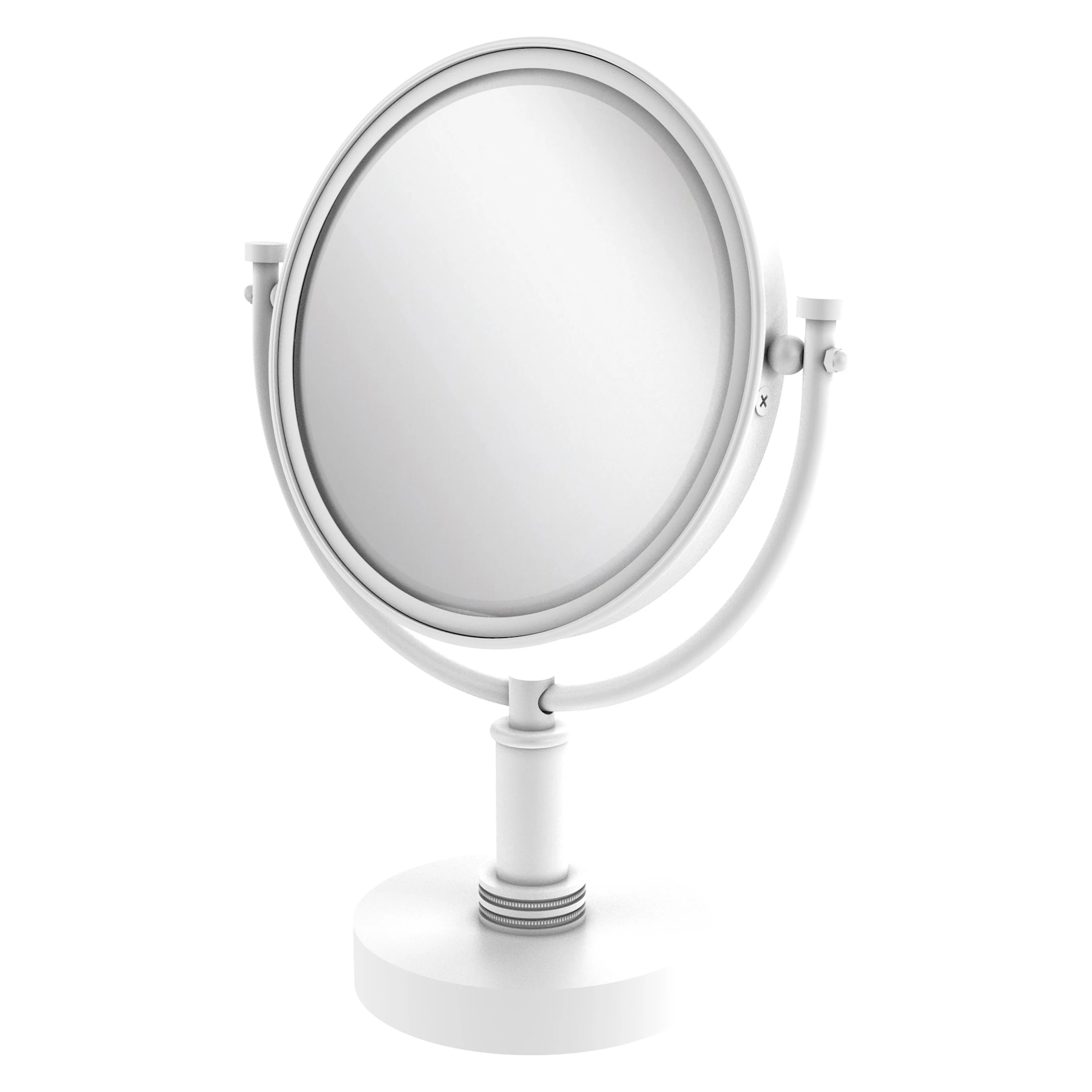 Allied Brass 8-in x 15-in Matte White Double-Sided Magnifying Countertop Vanity Mirror