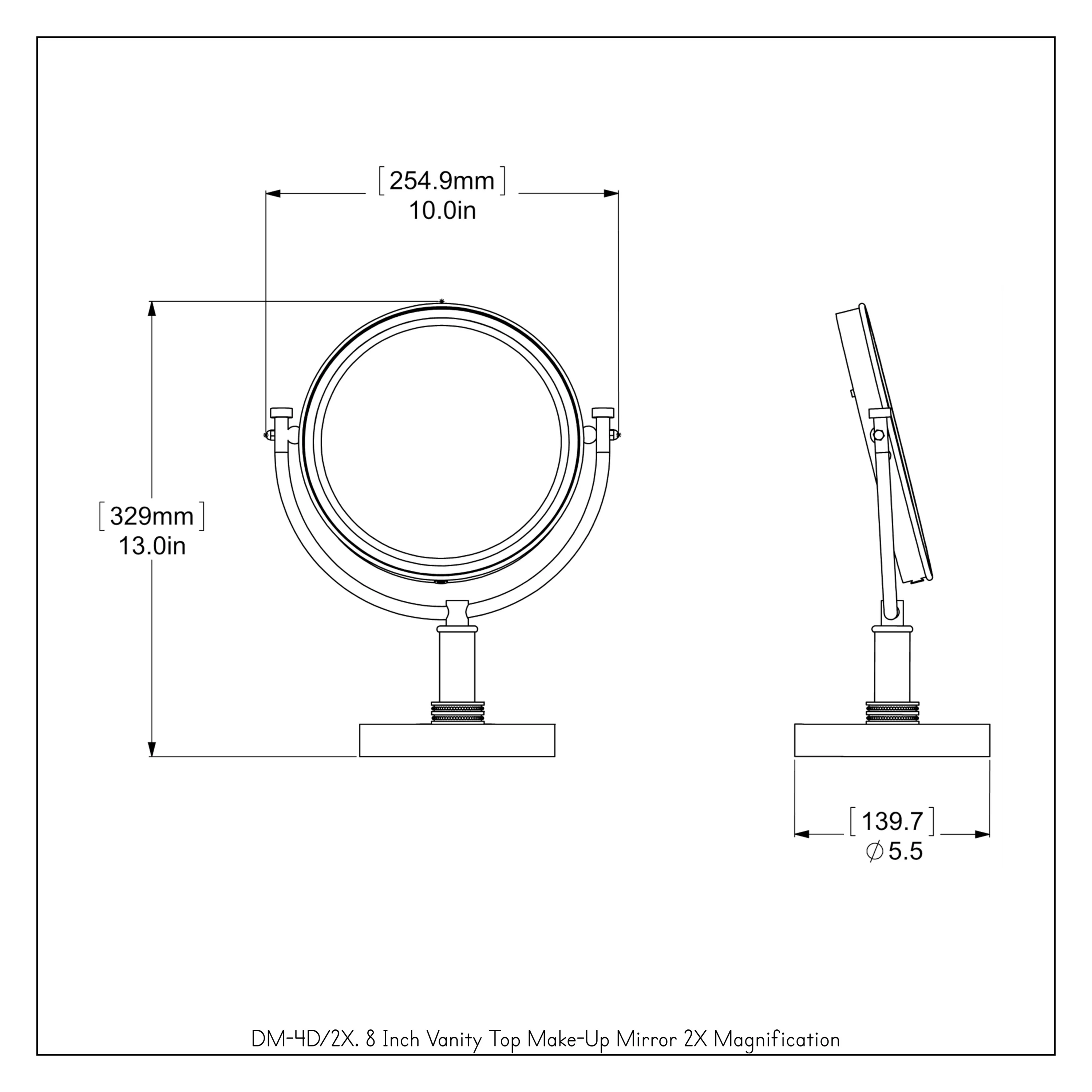 Allied Brass 8-in x 15-in Matte White Double-Sided Magnifying Countertop Vanity Mirror - Image 3