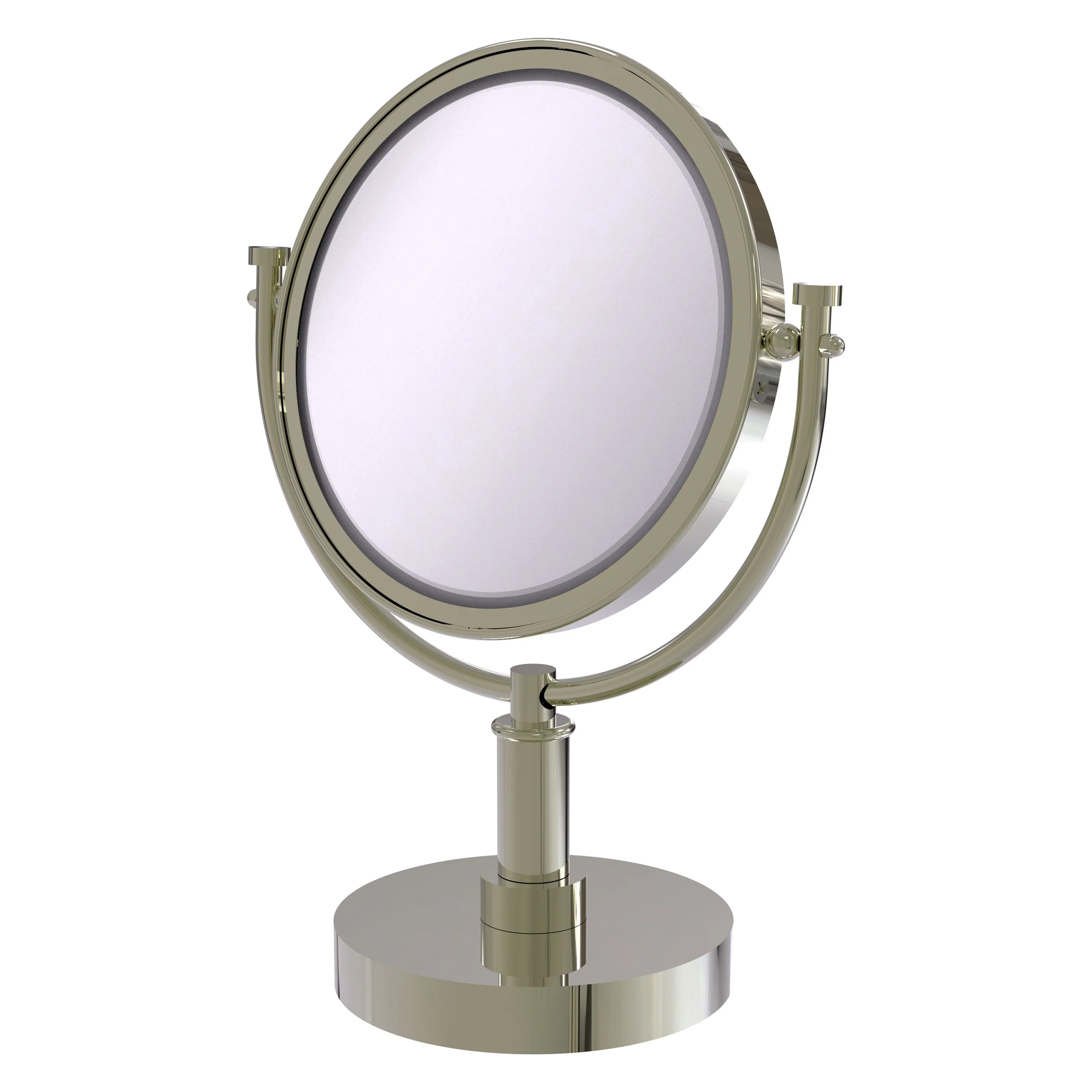 Allied Brass 8-in x 15-in Polished Nickel Double-Sided Magnifying Countertop Vanity Mirror