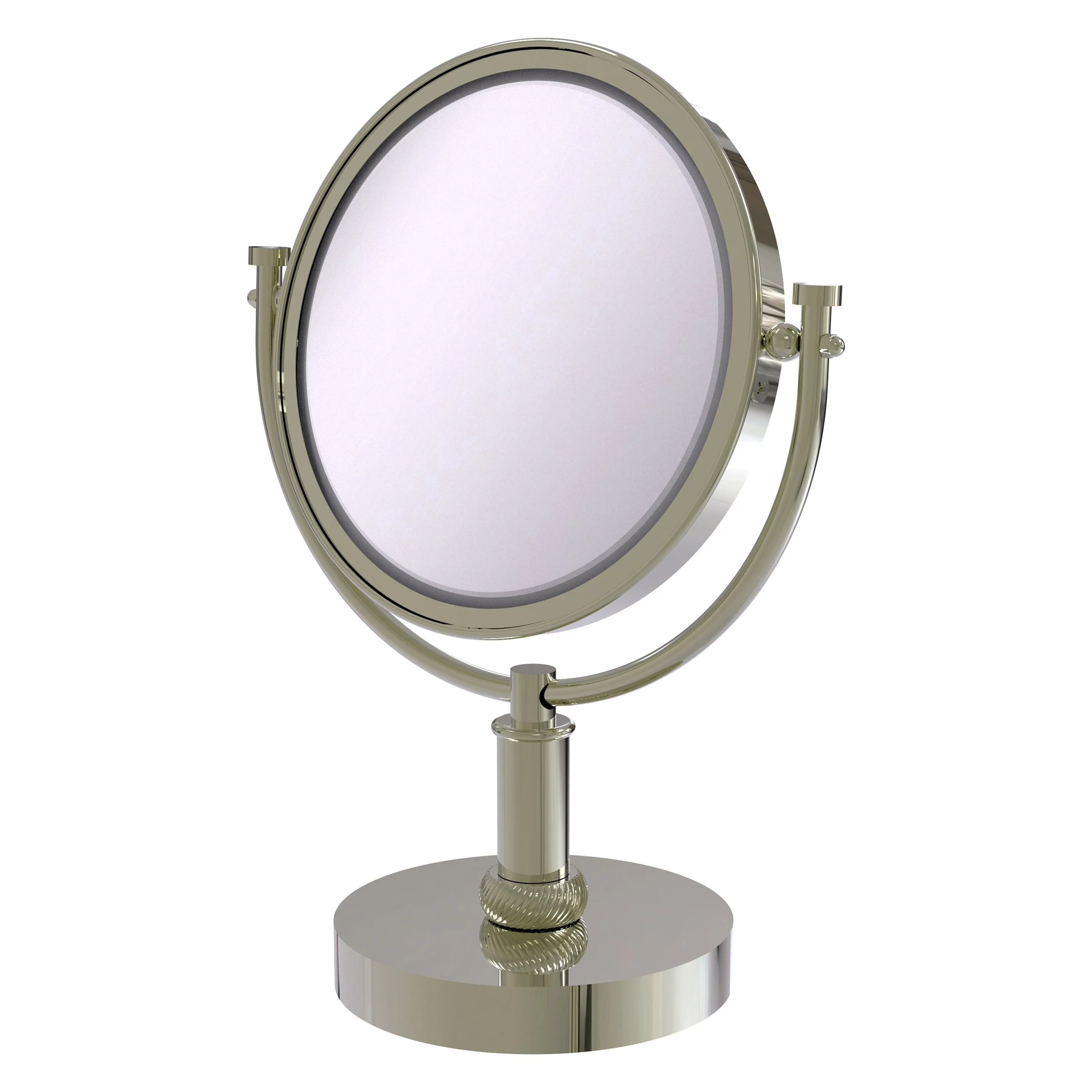 Allied Brass 8-in x 15-in Polished Nickel Double-Sided Magnifying Countertop Vanity Mirror