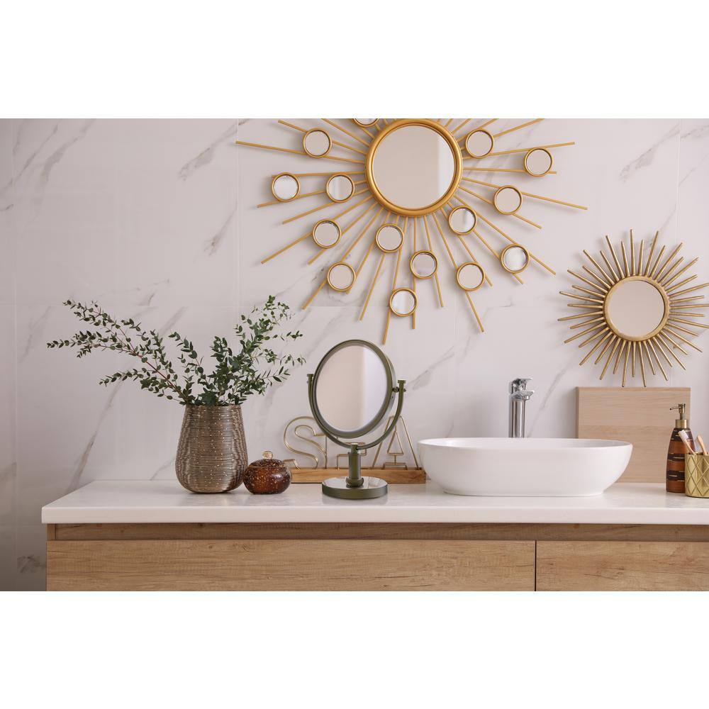 Allied Brass 8-in x 15-in Satin Brass Double-Sided Magnifying Countertop Vanity Mirror - Image 3