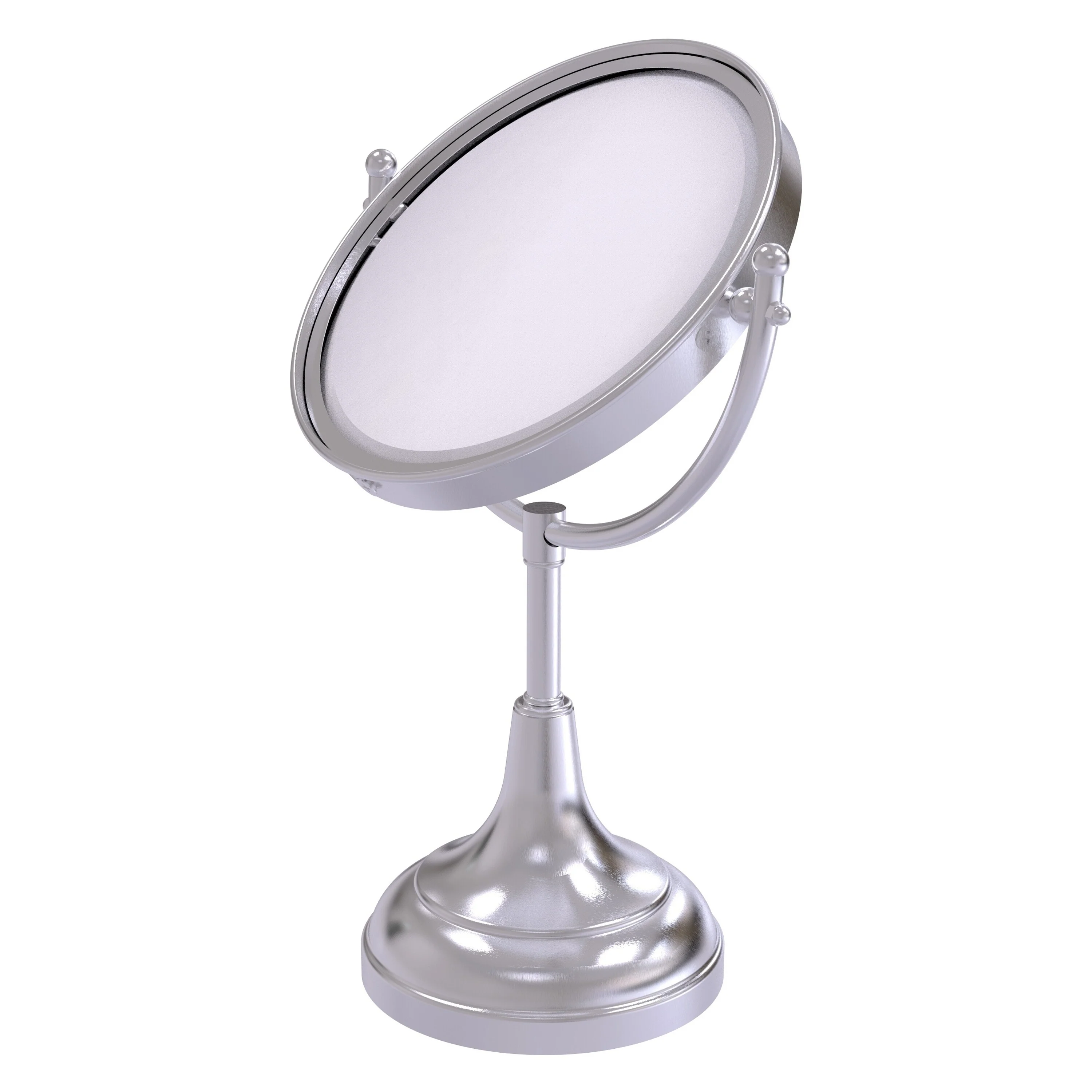 Allied Brass 8-in x 15-in Satin Chrome Double-Sided Magnifying Countertop Vanity Mirror