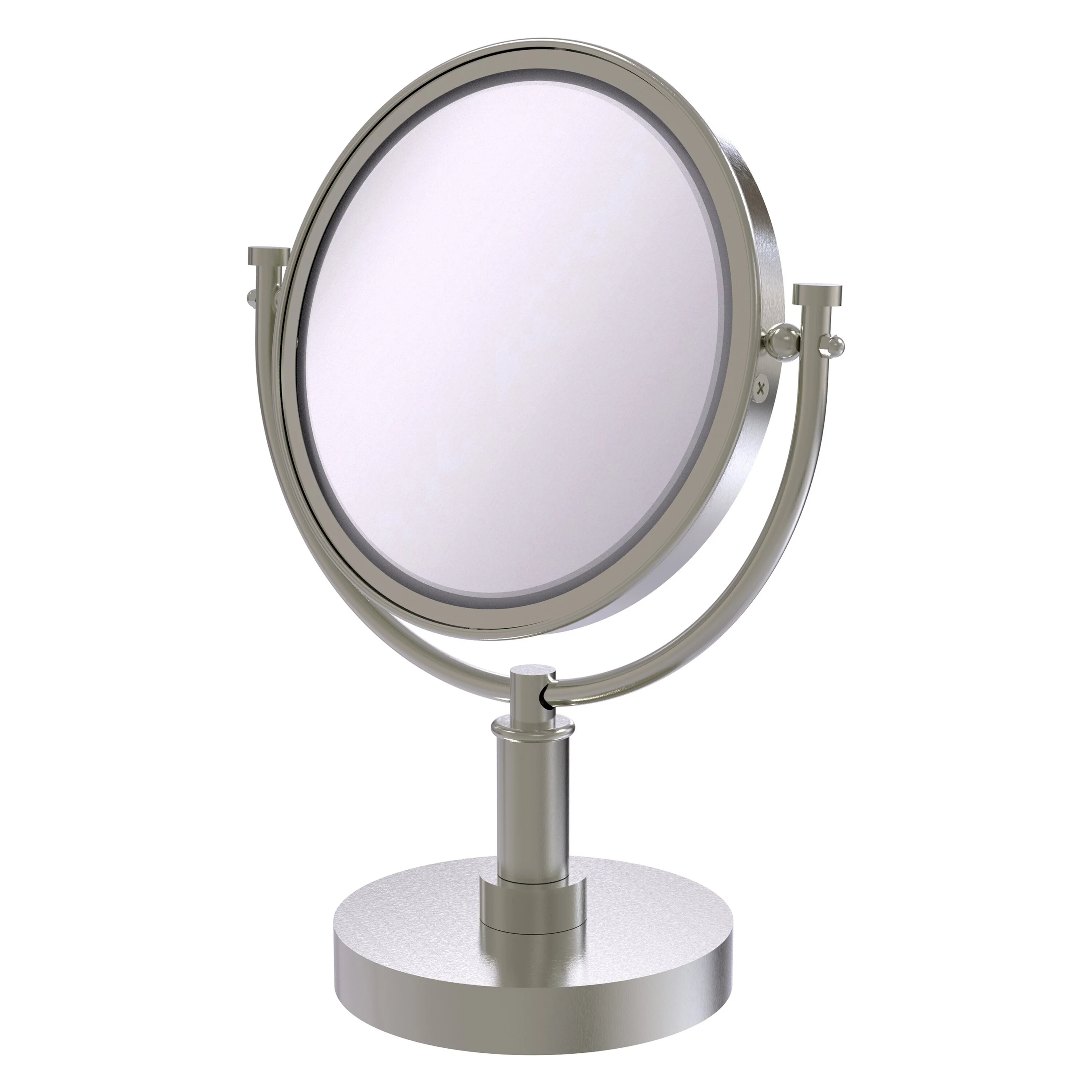 Allied Brass 8-in x 15-in Satin Nickel Double-Sided Magnifying Countertop Vanity Mirror