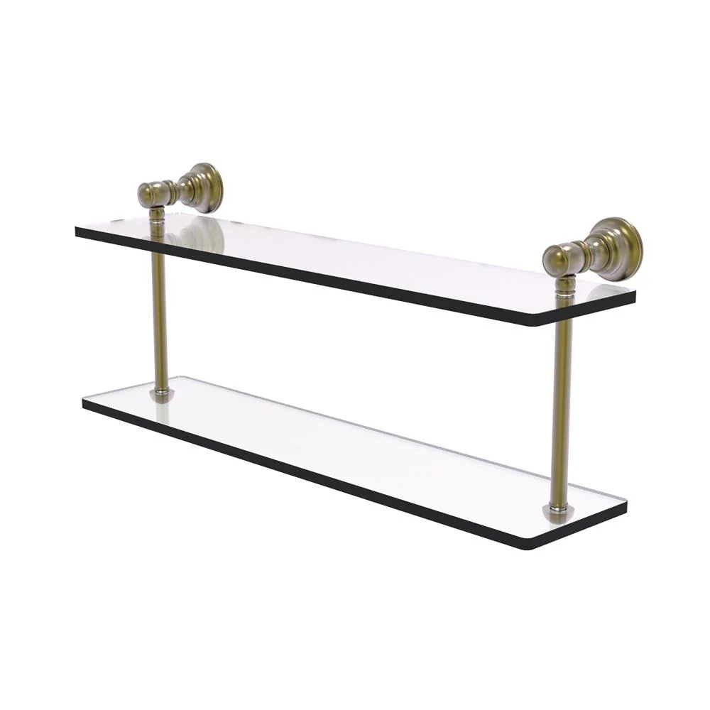 Allied Brass Carolina Antique Brass 2-Tier Wall-Mount Bathroom Shelf, 22 in x 9.2 in x 5 in
