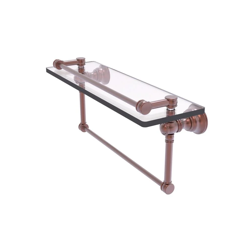 Allied Brass Carolina Antique Copper 1‑Tier Brass Wall Mount Bathroom Shelf, 16 in x 7.4 in x 5 in