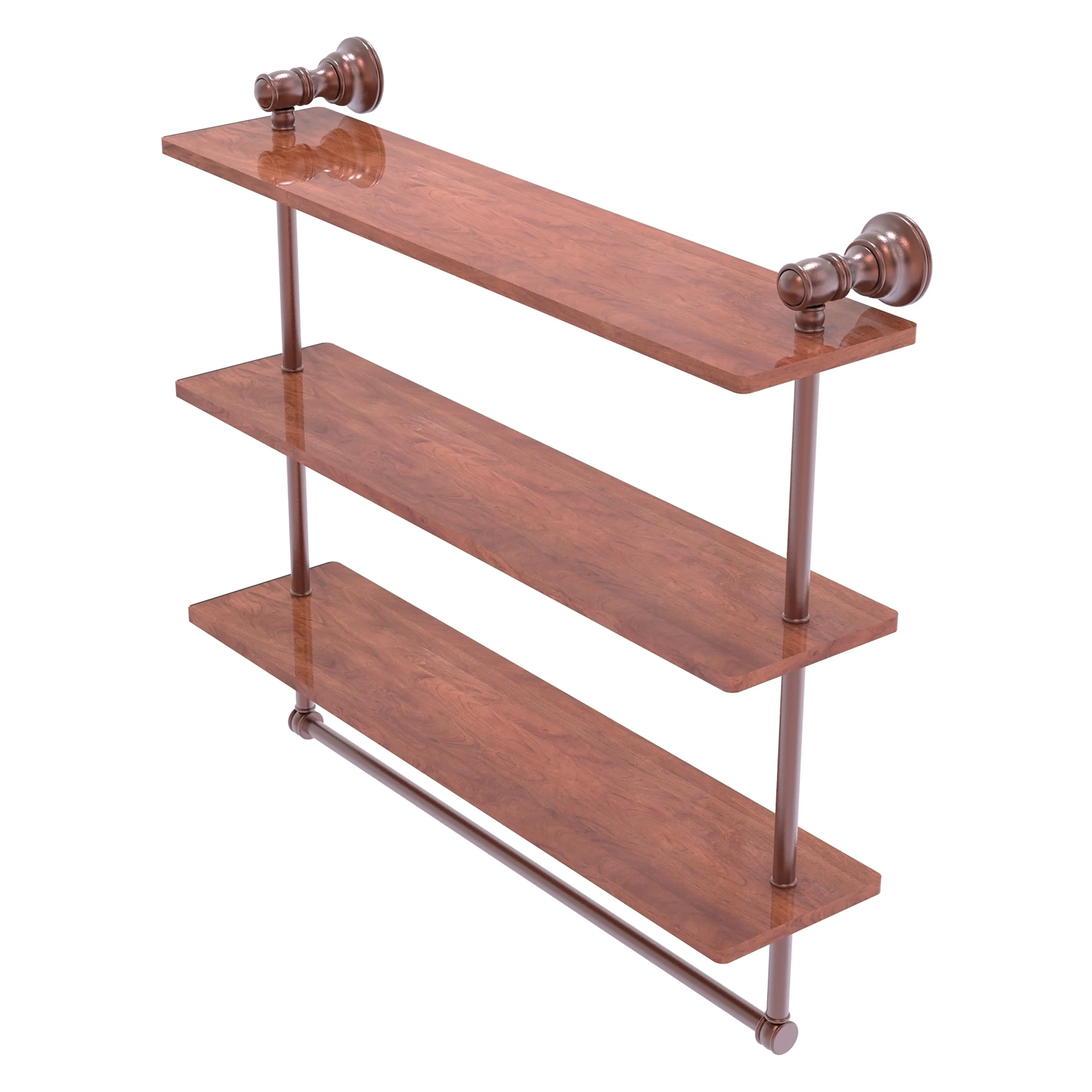 Allied Brass Carolina Antique Copper 3-Tier Brass Wall Mount Bathroom Shelf