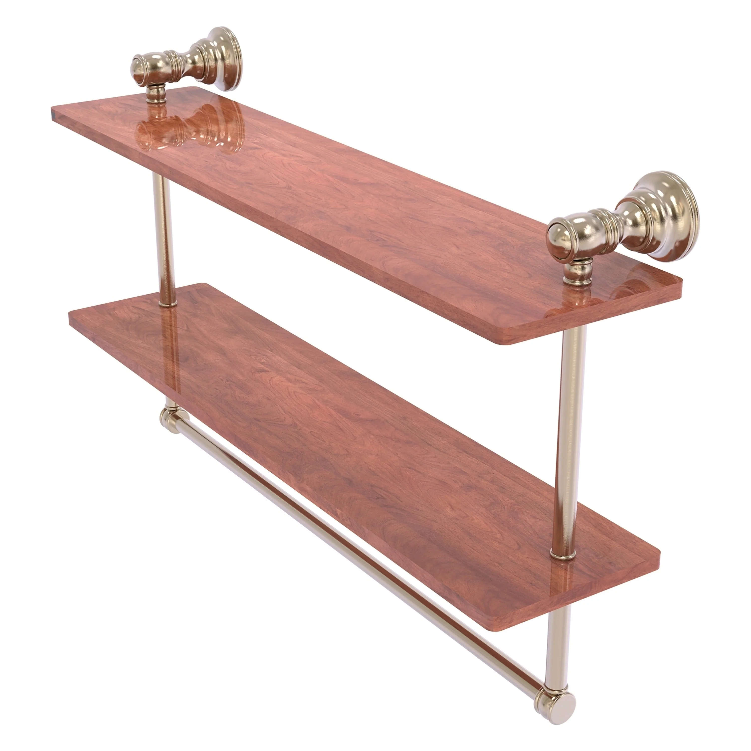 Allied Brass Carolina Antique Pewter 2-Tier Brass Wall Mount Bathroom Shelf