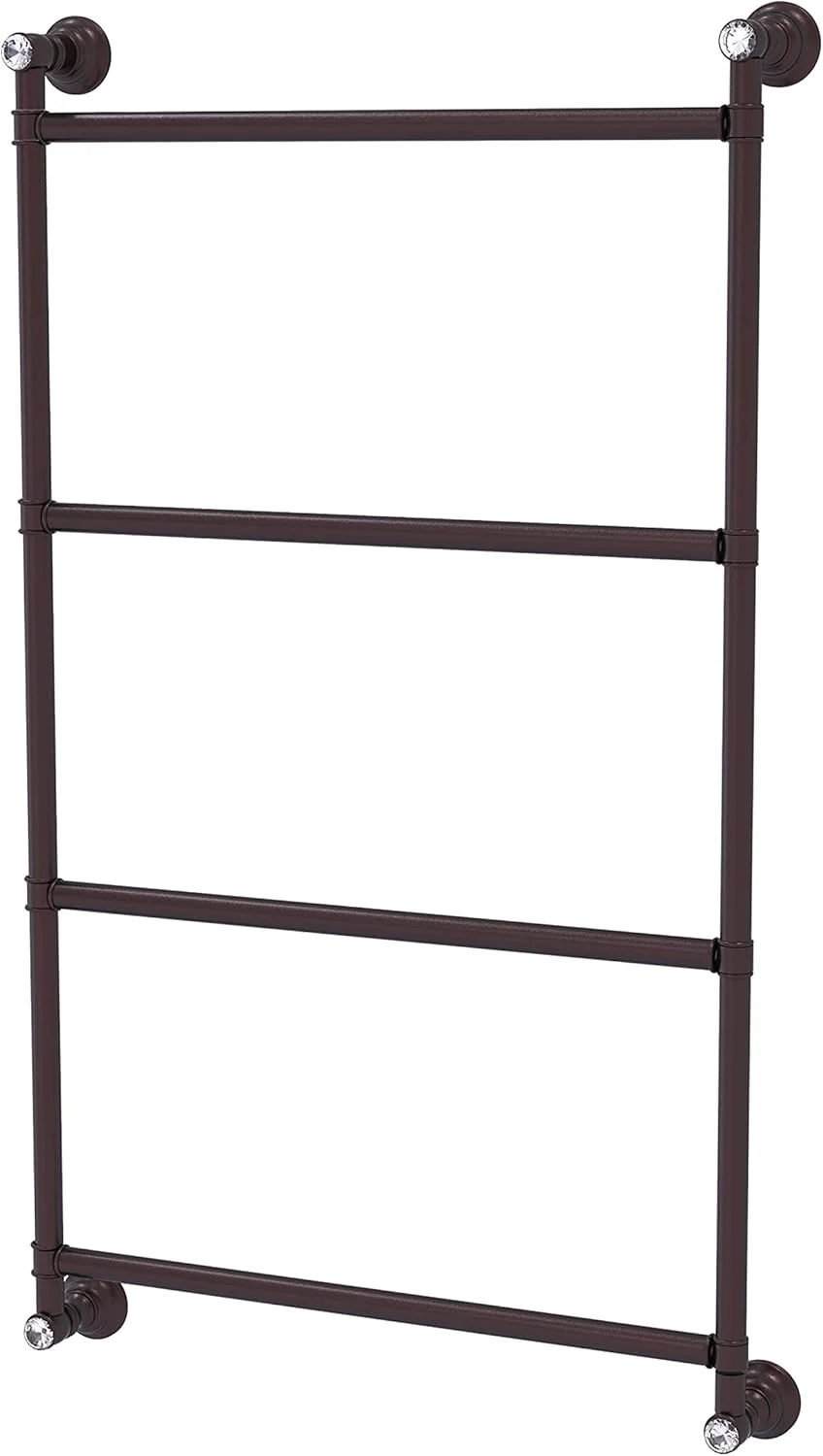 Allied Brass Carolina Crystal Collection 30-in Towel Shelf with Double Towel Bar in Antique Bronze