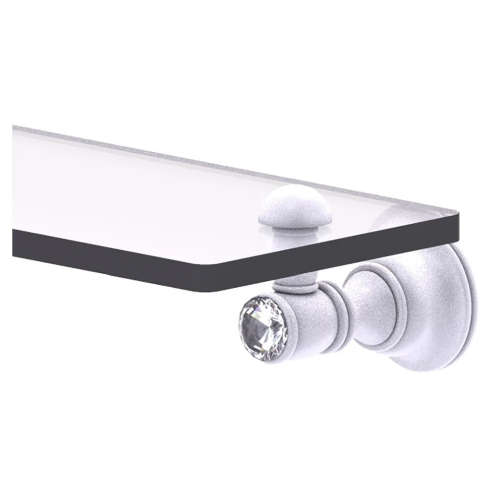 Allied Brass Carolina Crystal Matte White 1-Tier Brass Wall Mount Bathroom Shelf, 22 x 5 in - Image 2
