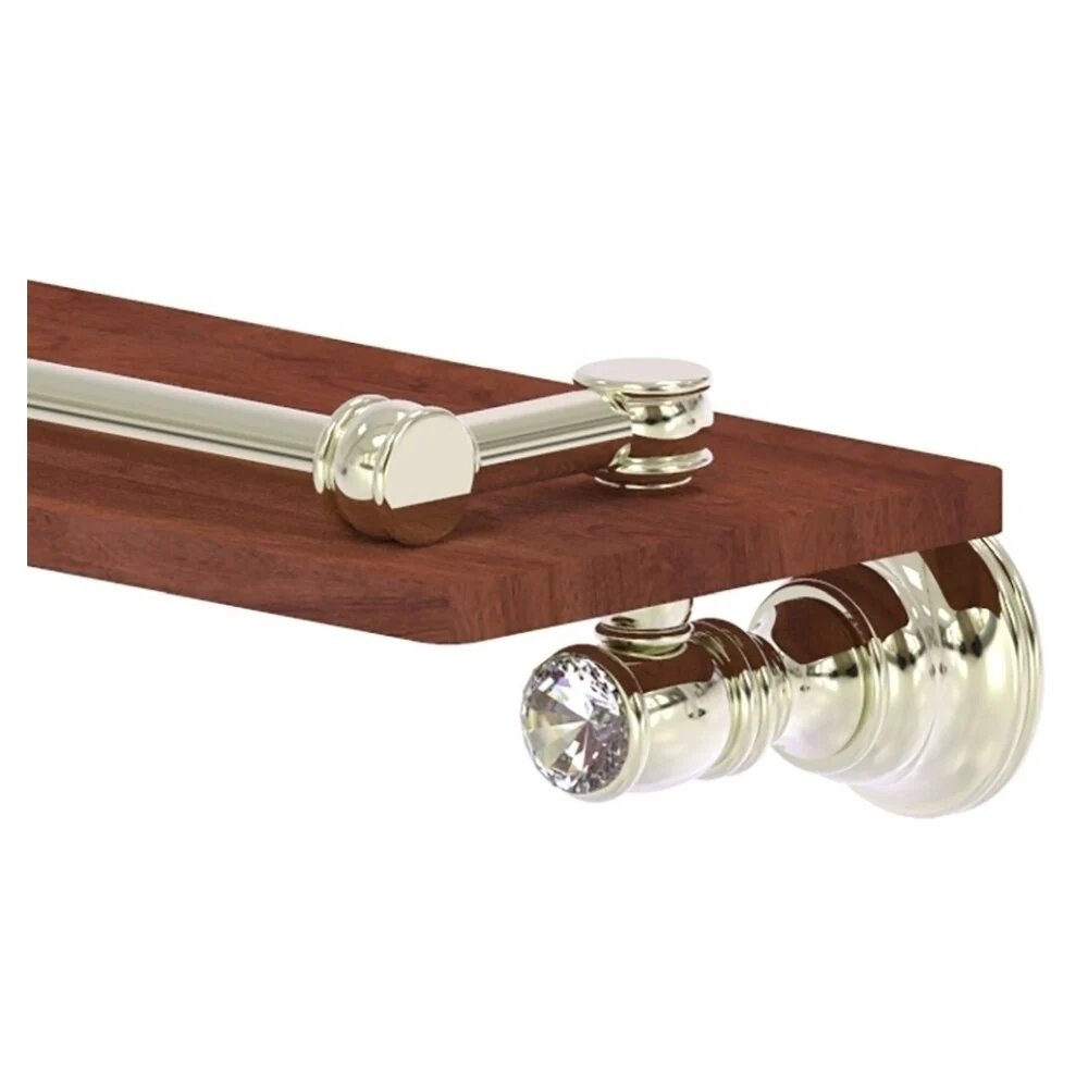Allied Brass Carolina Crystal Polished Nickel 1-Tier Brass Wall Mount Bathroom Shelf, 22 x 5 in - Image 2