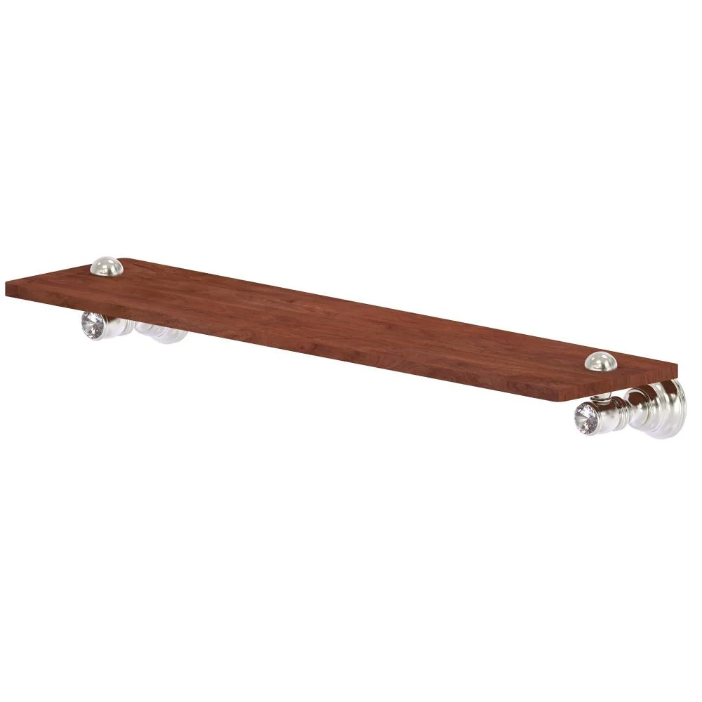 Allied Brass Carolina Crystal Satin Nickel 1-Tier Brass Wall Mount Bathroom Shelf, 22 x 5 x 2.4 in