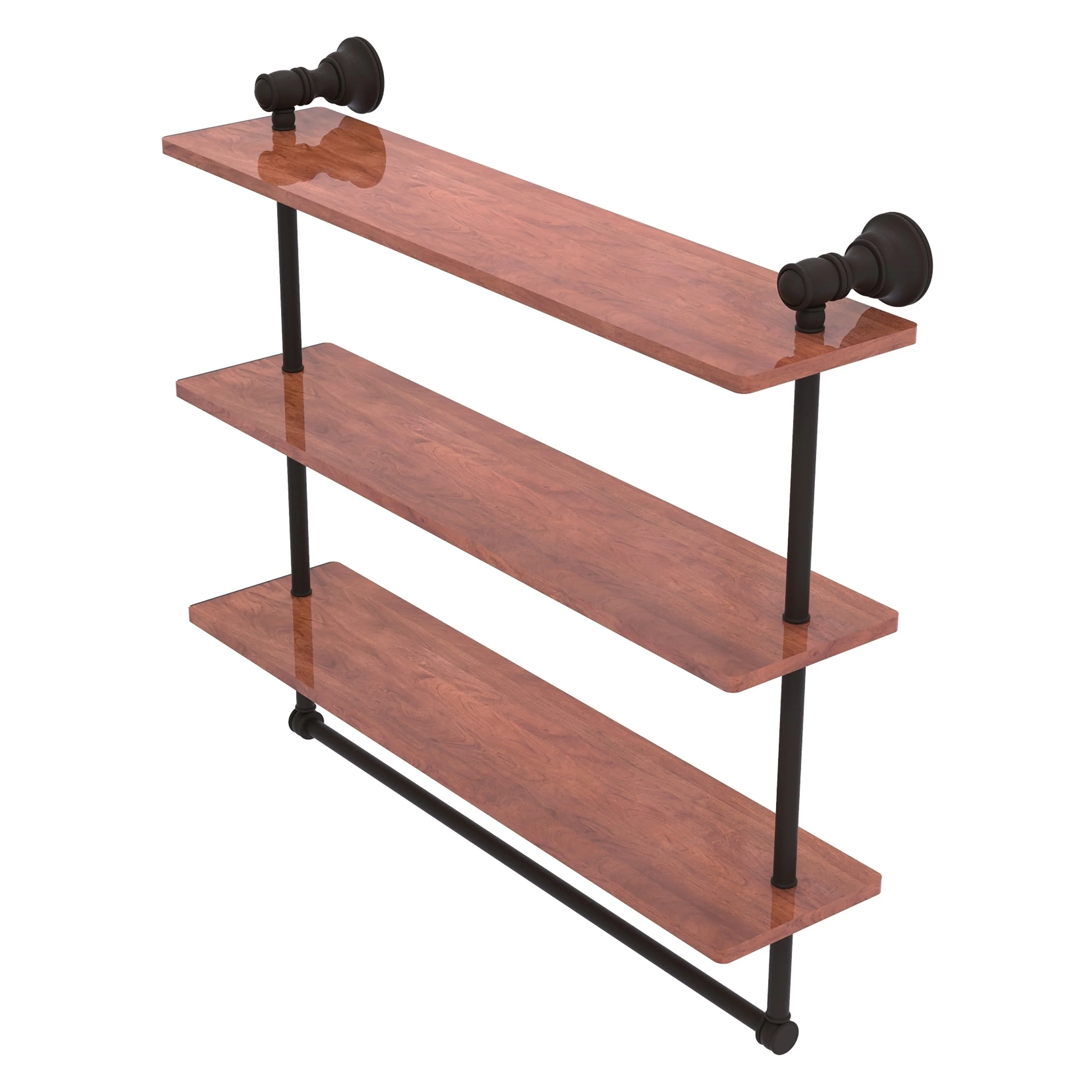 Allied Brass Carolina Oil Rubbed Bronze 3-Tier Brass Wall Mount Bathroom Shelf, 22 x 19.7 x 5 in