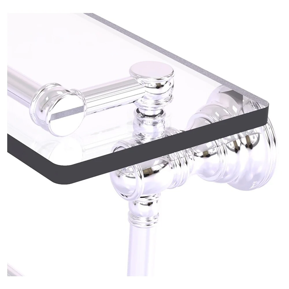 Allied Brass Carolina Polished Chrome 1-Tier Brass Wall Mount Bathroom Shelf with Towel Bar, 22 x 7.4 x 5 in. - Image 2