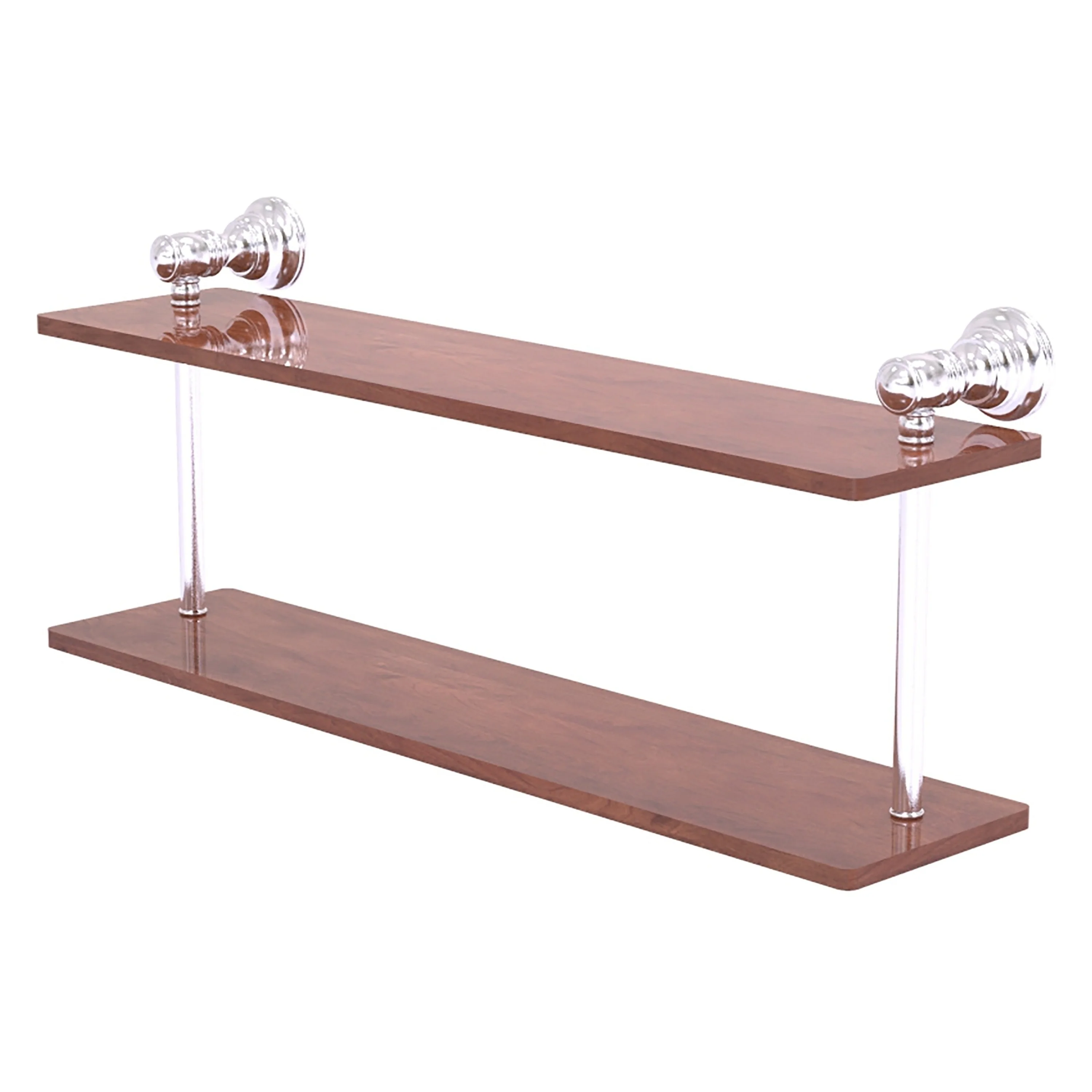 Allied Brass Carolina Satin Chrome 2-Tier Brass Wall Mount Bathroom Shelf, 22 x 9.2 x 5 in