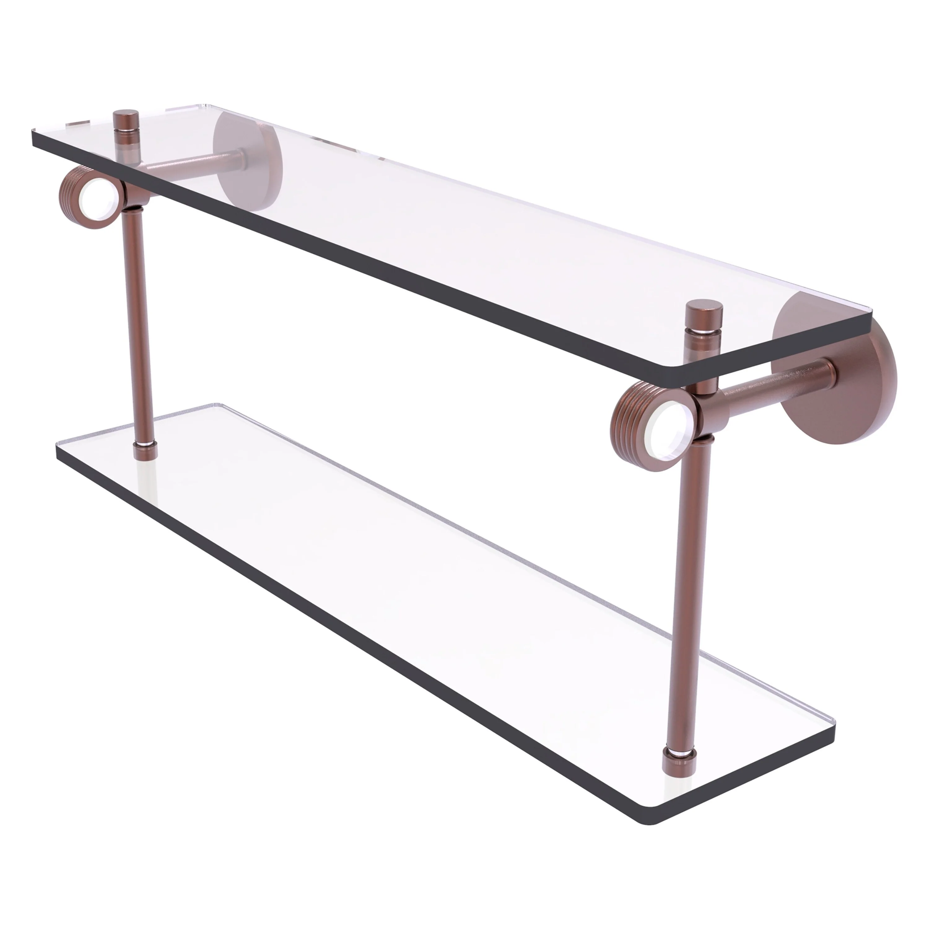 Allied Brass Clearview Antique Copper 2-Tier Brass Wall Mount Bathroom Shelf, 16 x 9.2 x 5 in.