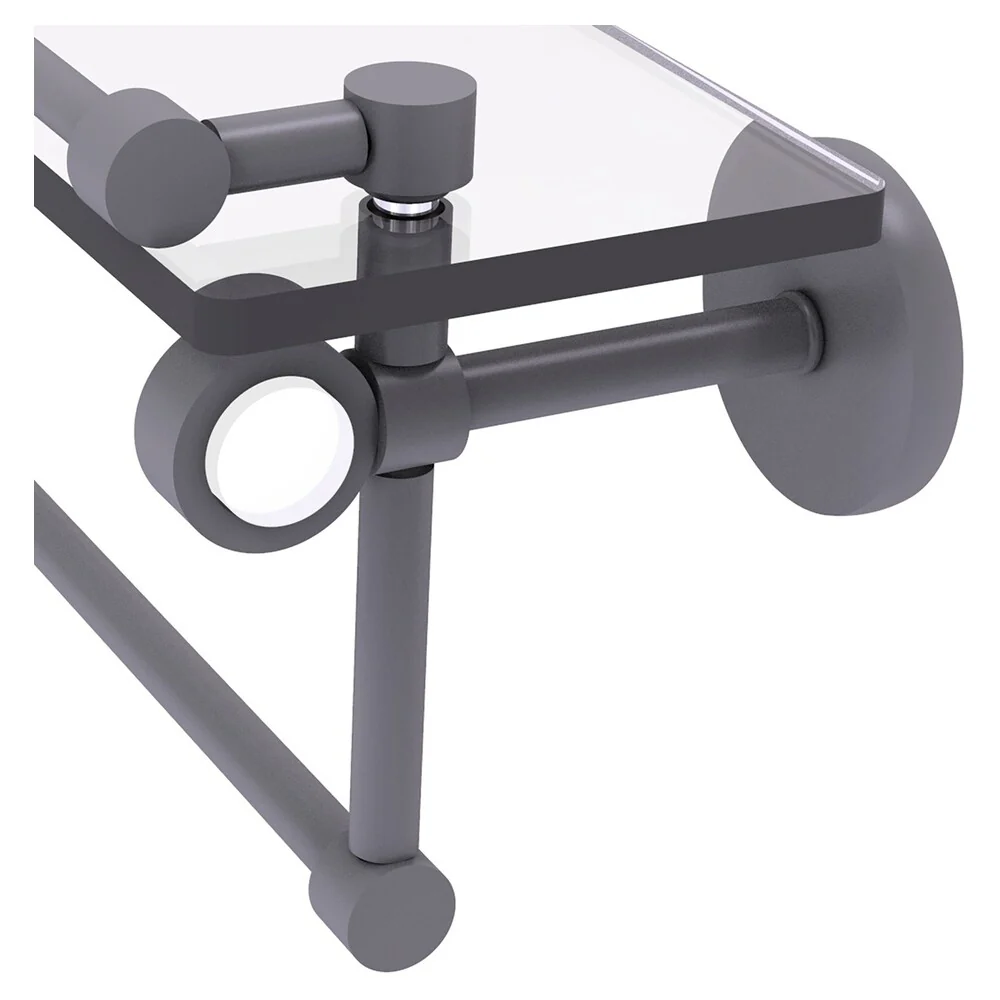 Allied Brass Clearview Matte Gray 1-Tier Brass Wall Mount Bathroom Shelf, 16 x 6.7 x 5 in - Image 2