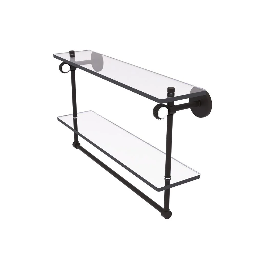 Allied Brass Clearview Oil Rubbed Bronze 2-Tier Brass Wall Mount Bathroom Shelf, 22 x 12.8 x 5 in